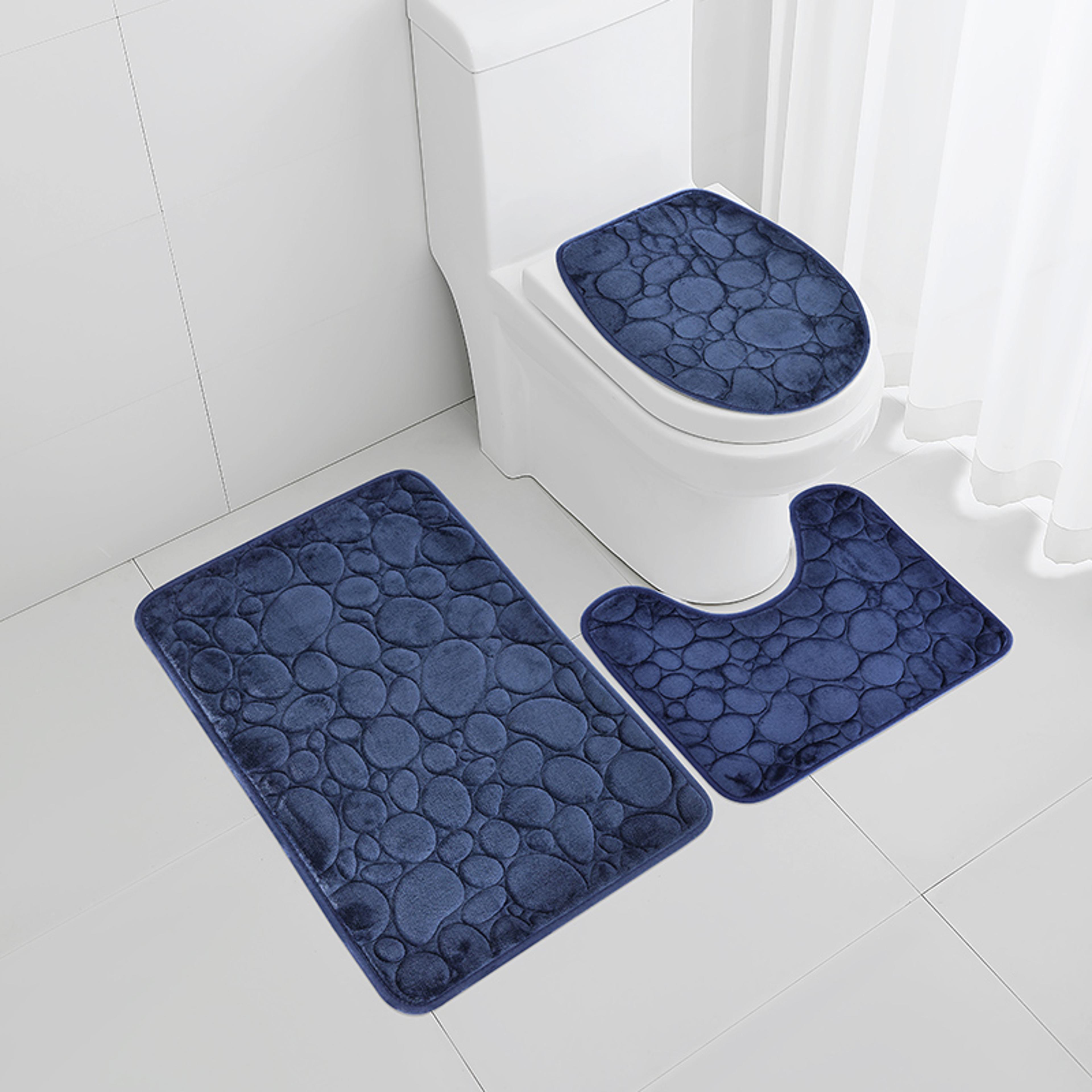 Modern Stone Pattern Bath Mat Set UltraAbsorbent NonSlip Comfortable for Simple Bathroom Decor