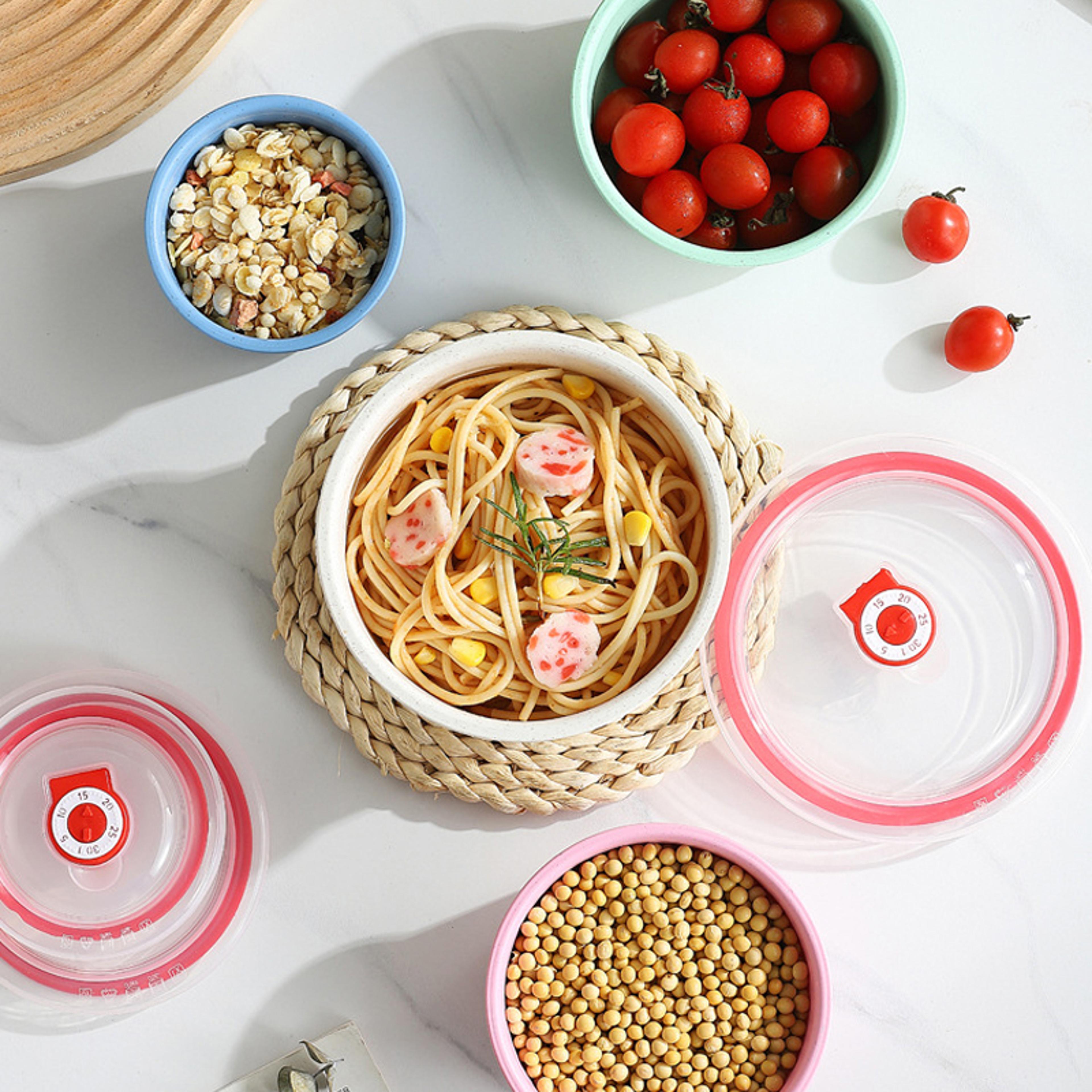 eco-friendly wheat straw bowl set, microwave-safe, fresh-keeping food storage containers with lids (3-piece)