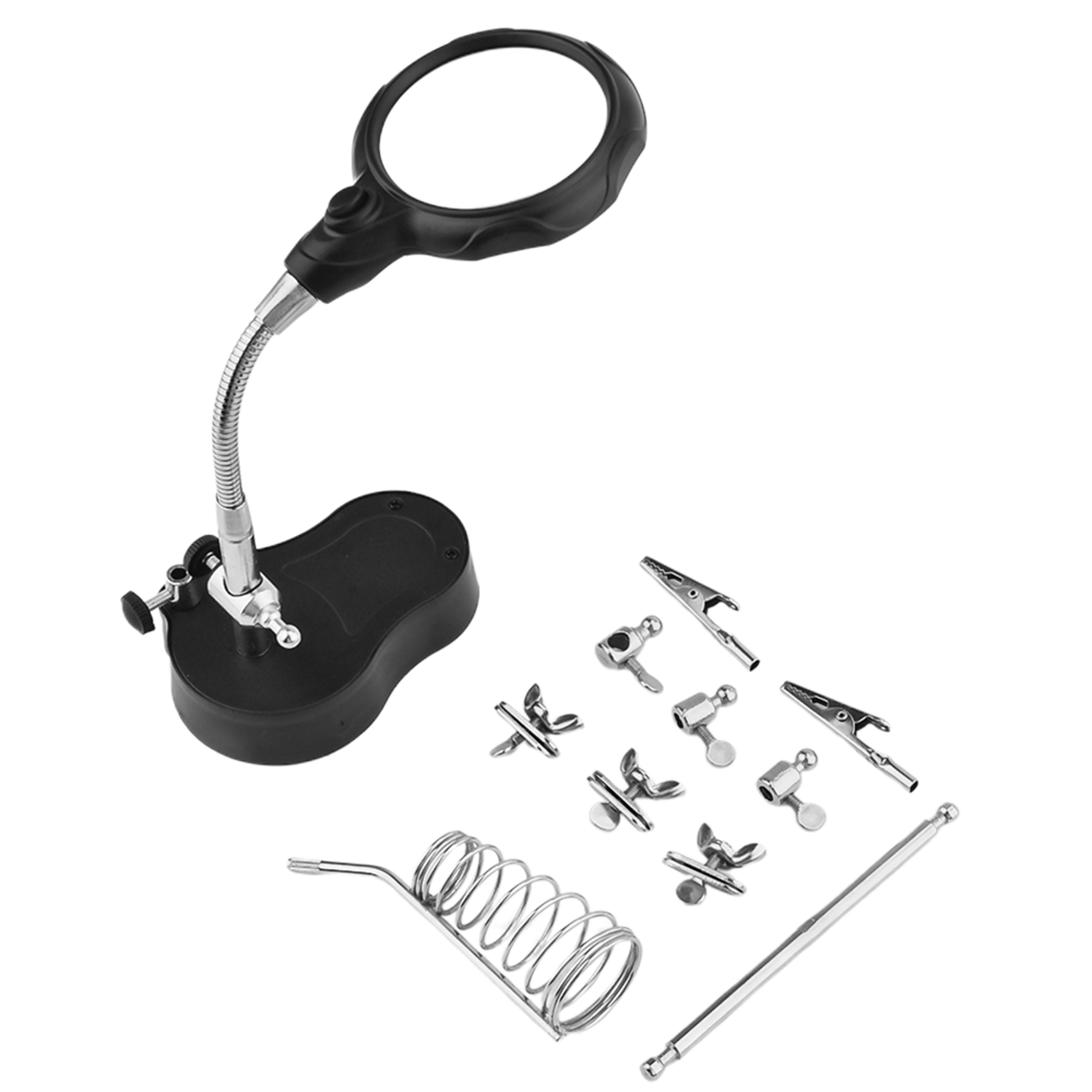 Stainless Steel Magnifier with LED Light 360 Adjustable Auxiliary Tool for Iron Circuit Board Weld