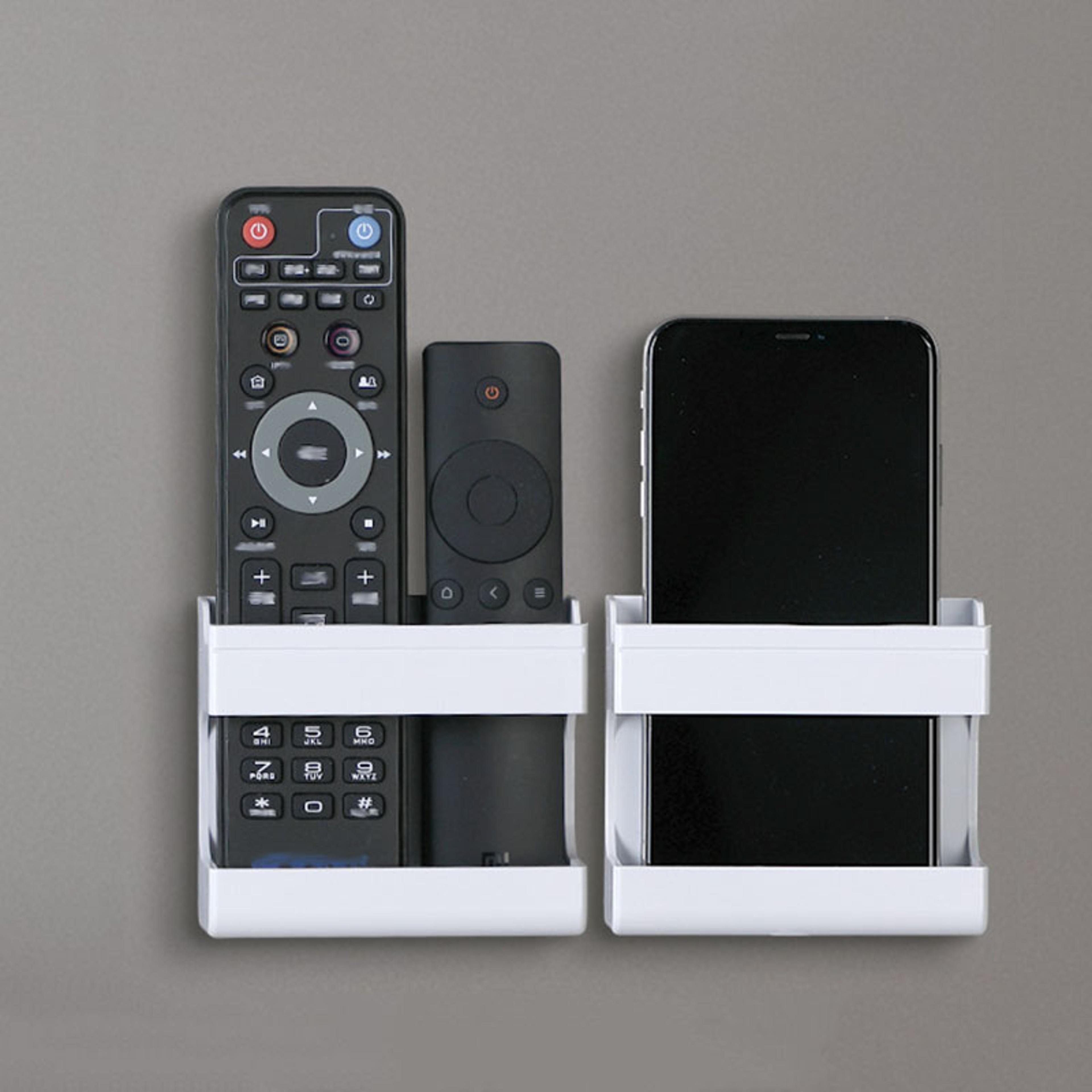 modern wall mounted shelf organizer multi functional holder for remote controls & phones