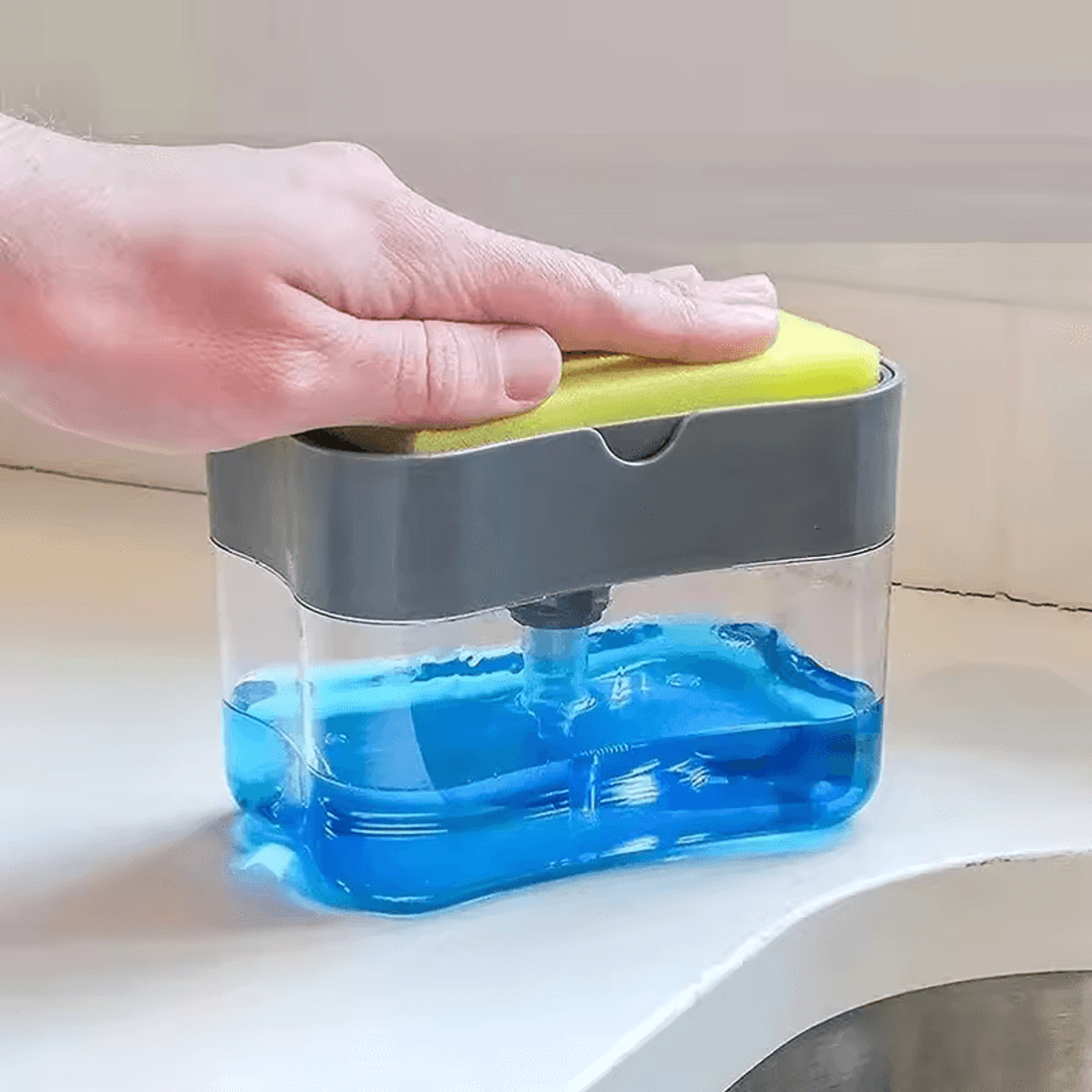 Press Soap Dispenser Box With Scrubbing Liquid Container Automatic Detergent Foam Delivery For Kitc 8