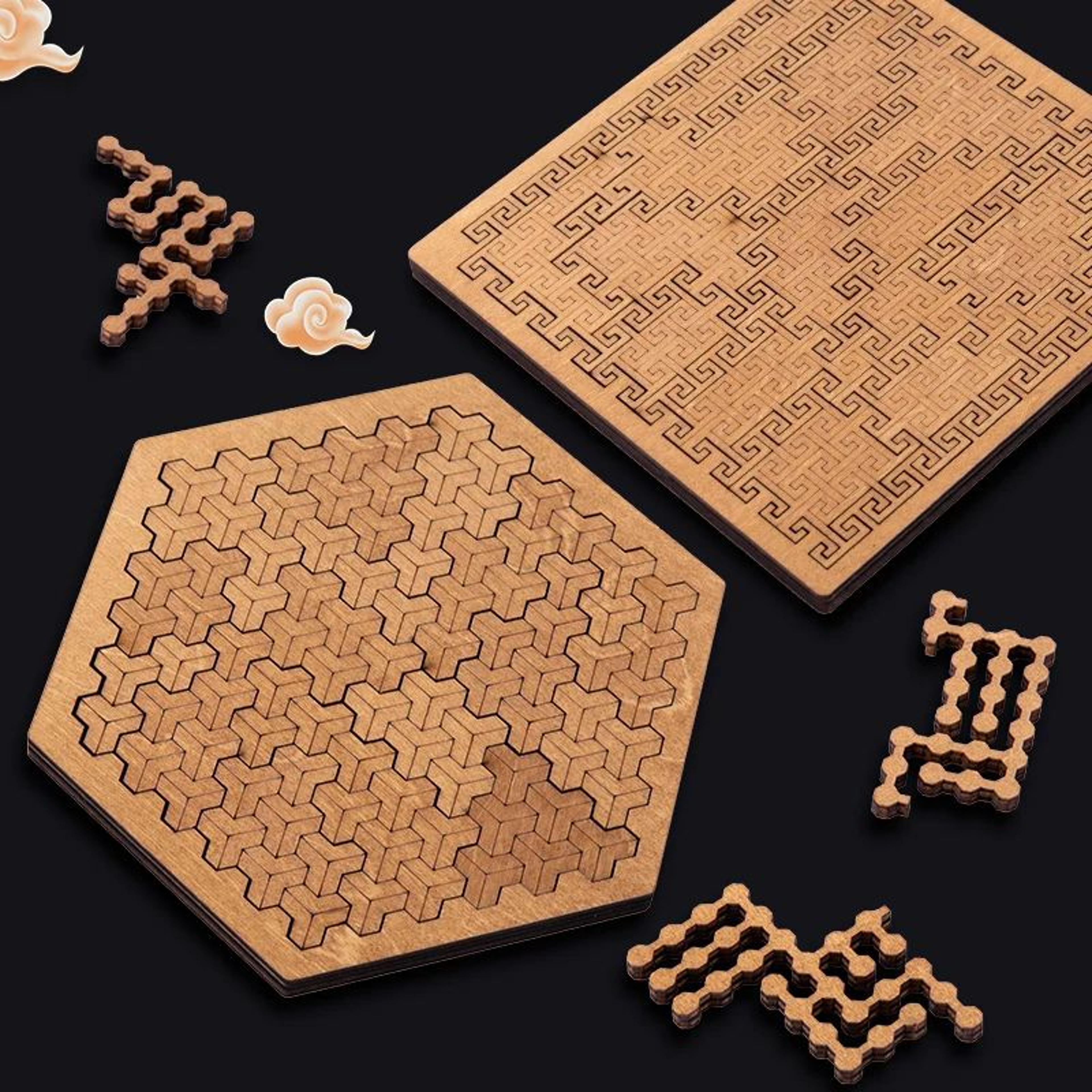Impossible Wooden Puzzle IQ Puzzles For Adults BrainTeaser Ten Level Jigsaw Tangram Board Game Educ 2