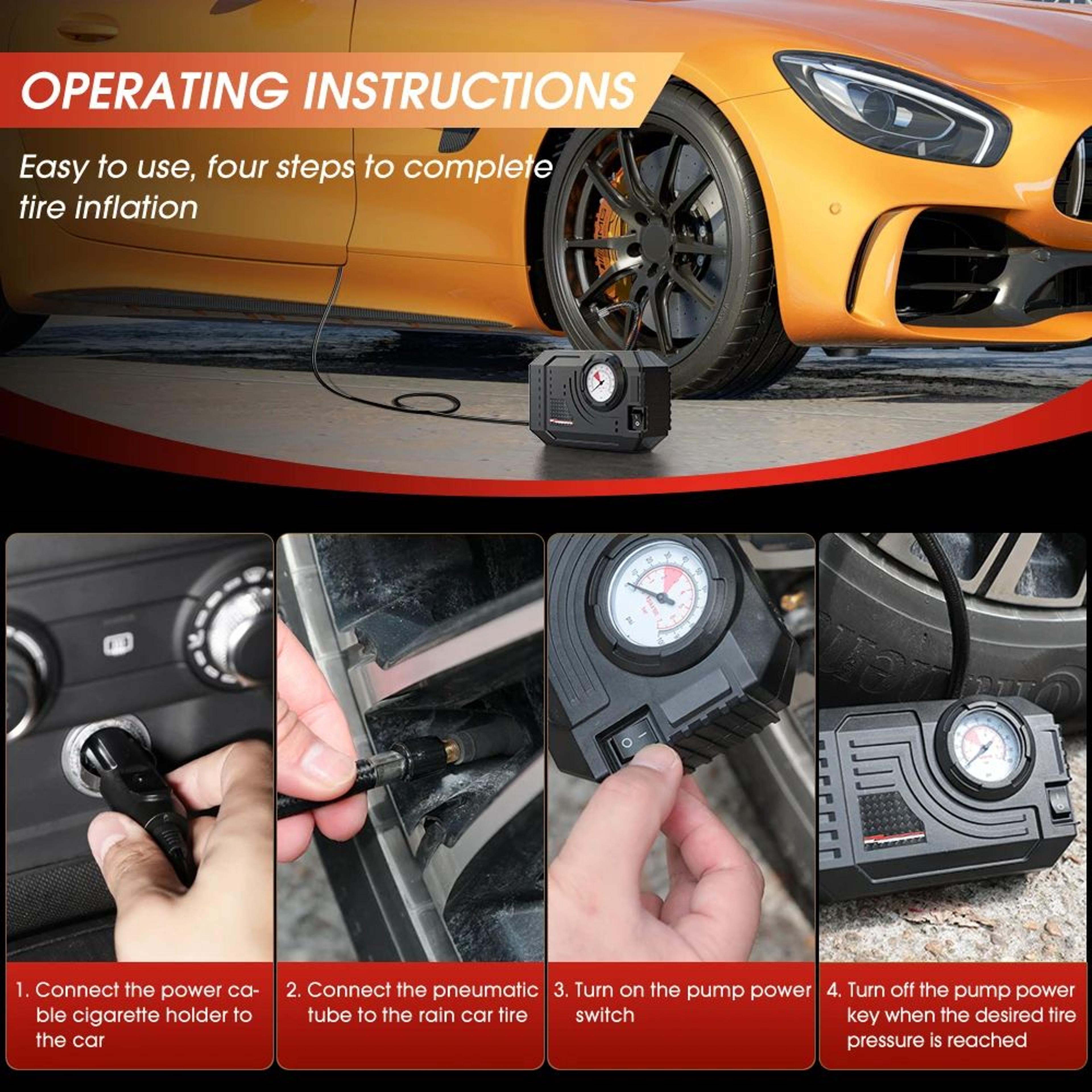 Mini Air Pump Tire Inflator  Electric Portable Air Compressor For Car Motorcycle  Bicycle Compact   3