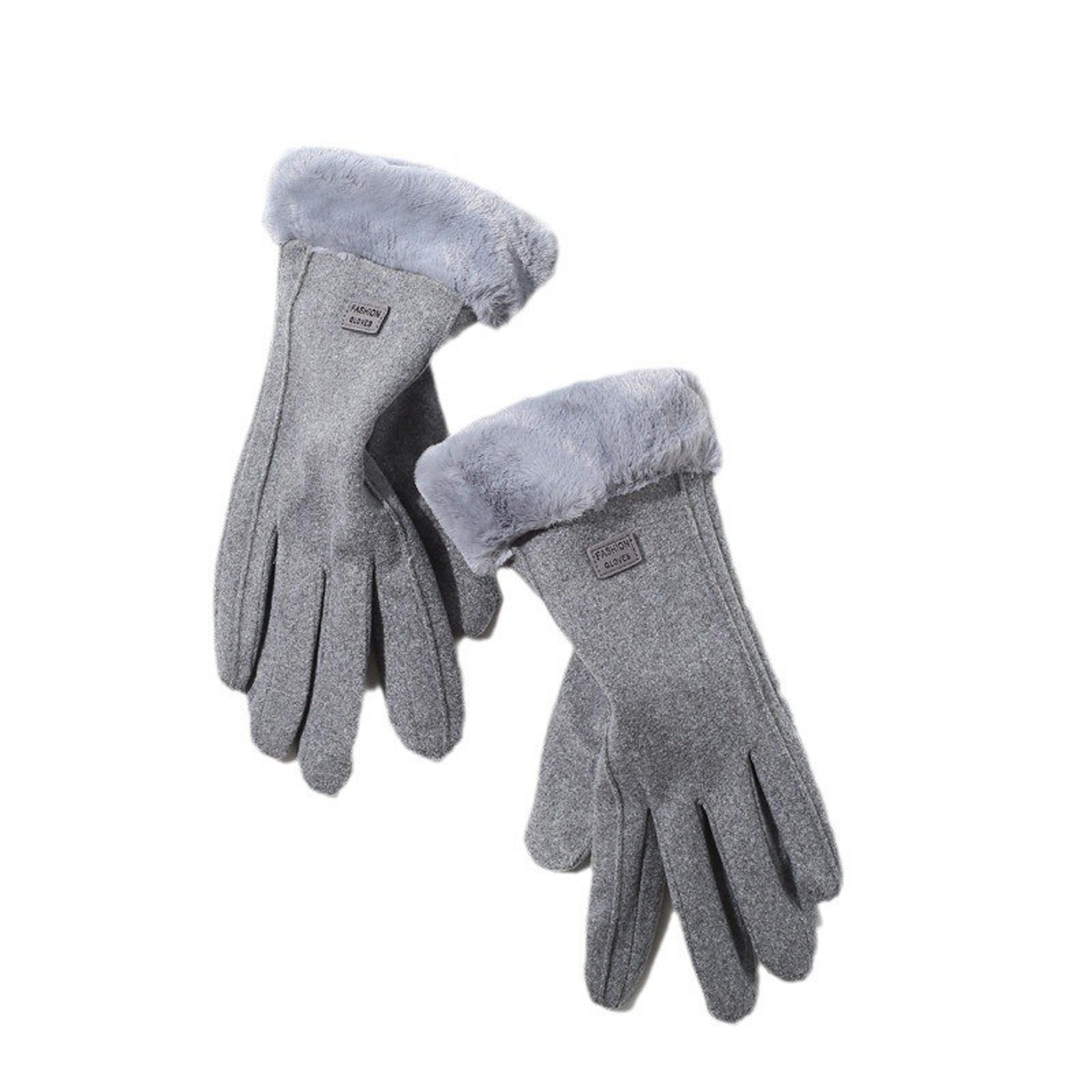 Fashionable Womens Winter Gloves Thick Plush Suede Mittens For Touchscreen Driving  Outdoor Sports 7