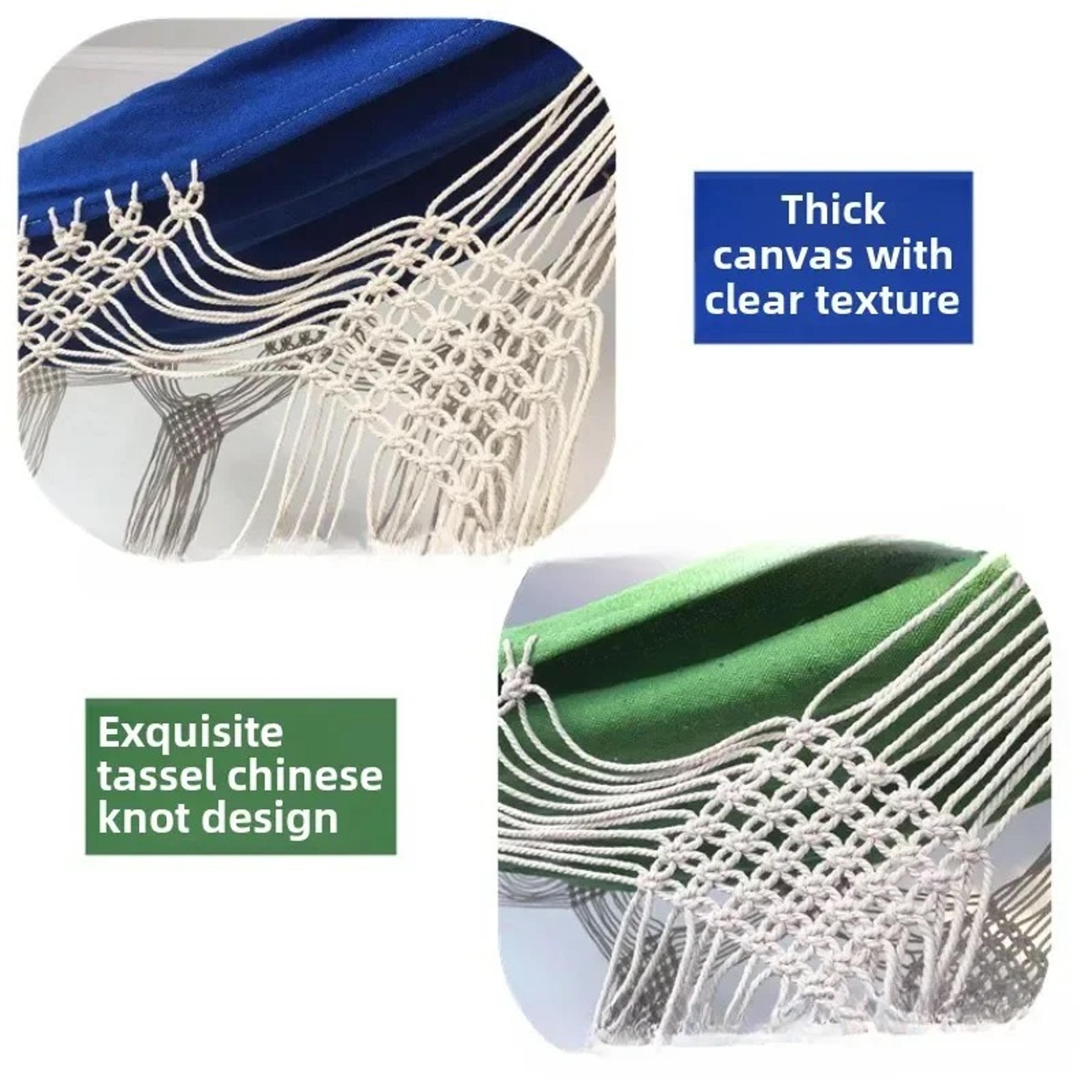 Boho Double Hammock With Macrame Tassels For Beach Camping And Backyard Relaxation 3