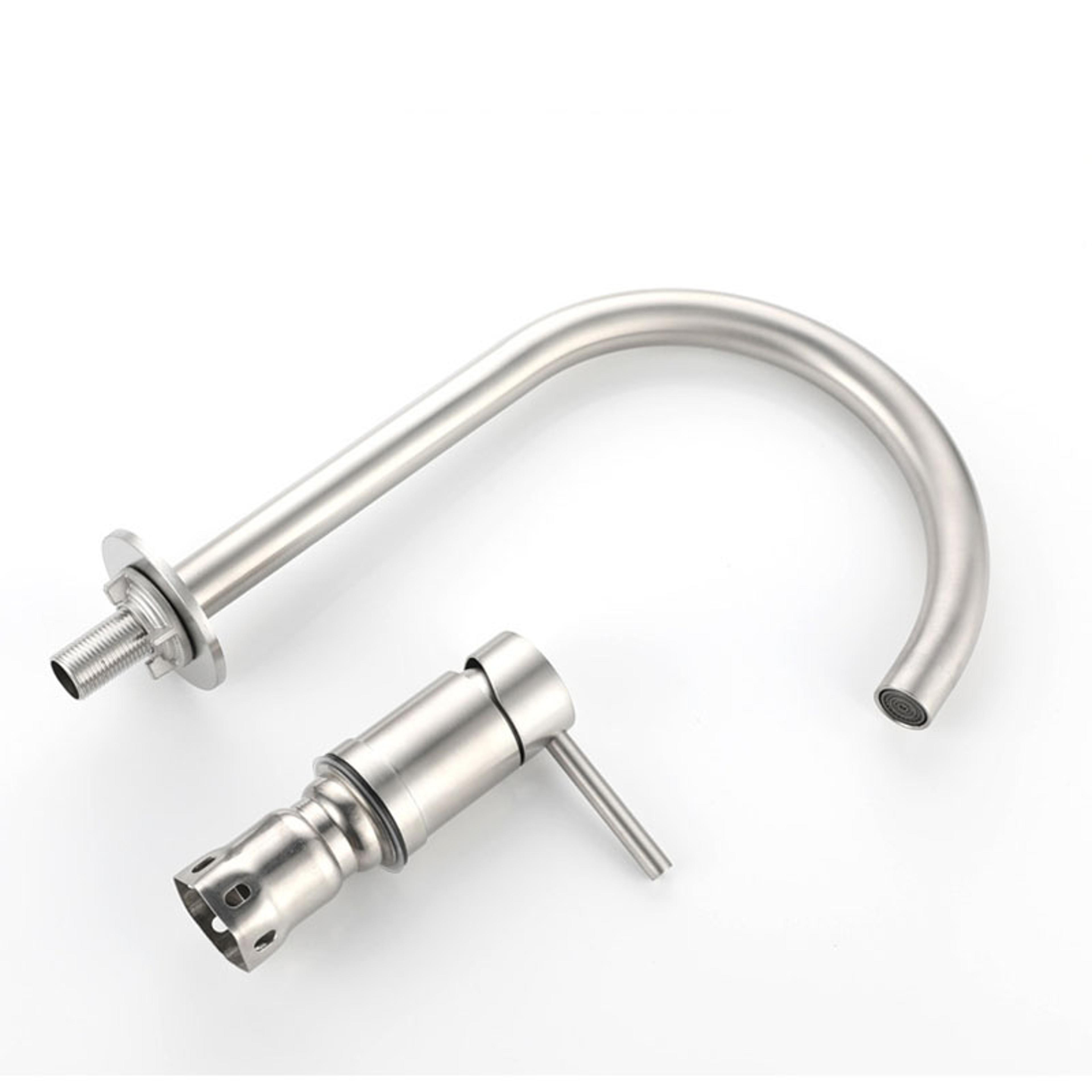 Stainless Steel Widespread Bathroom Faucet Hot And Cold Deck Mounted Basin Mixer 3