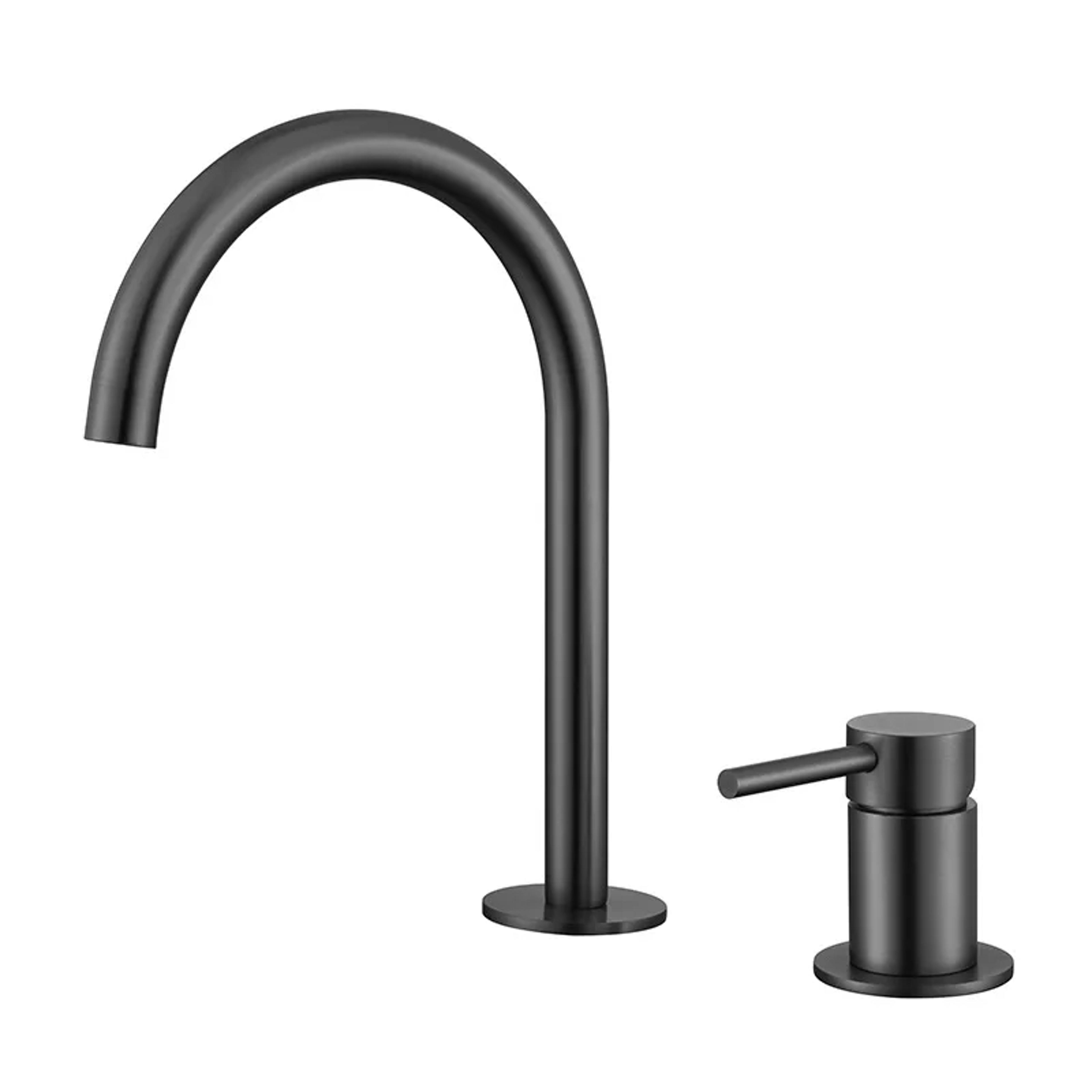 Stainless Steel Widespread Bathroom Faucet Hot And Cold Deck Mounted Basin Mixer 4