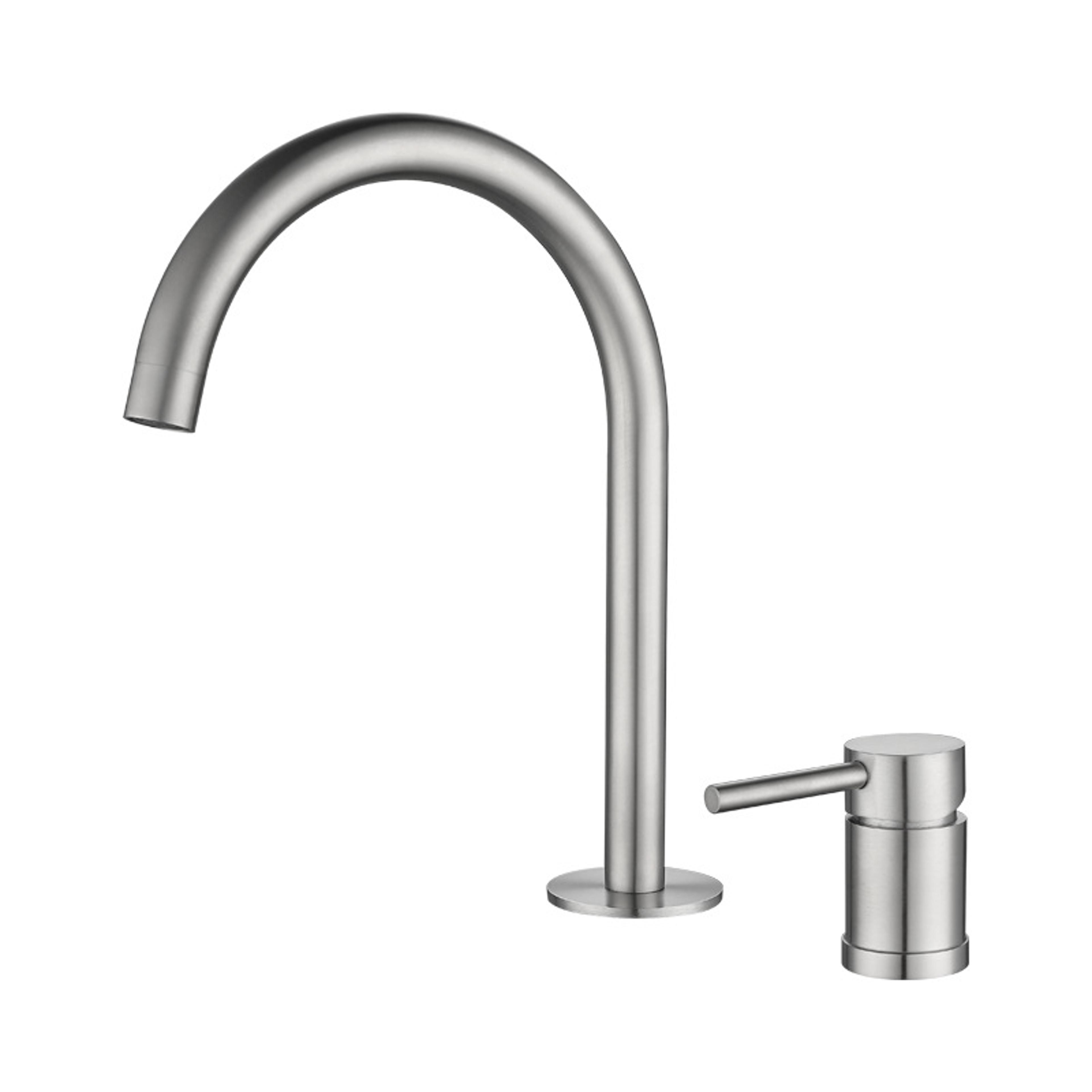 Stainless Steel Widespread Bathroom Faucet Hot And Cold Deck Mounted Basin Mixer 6