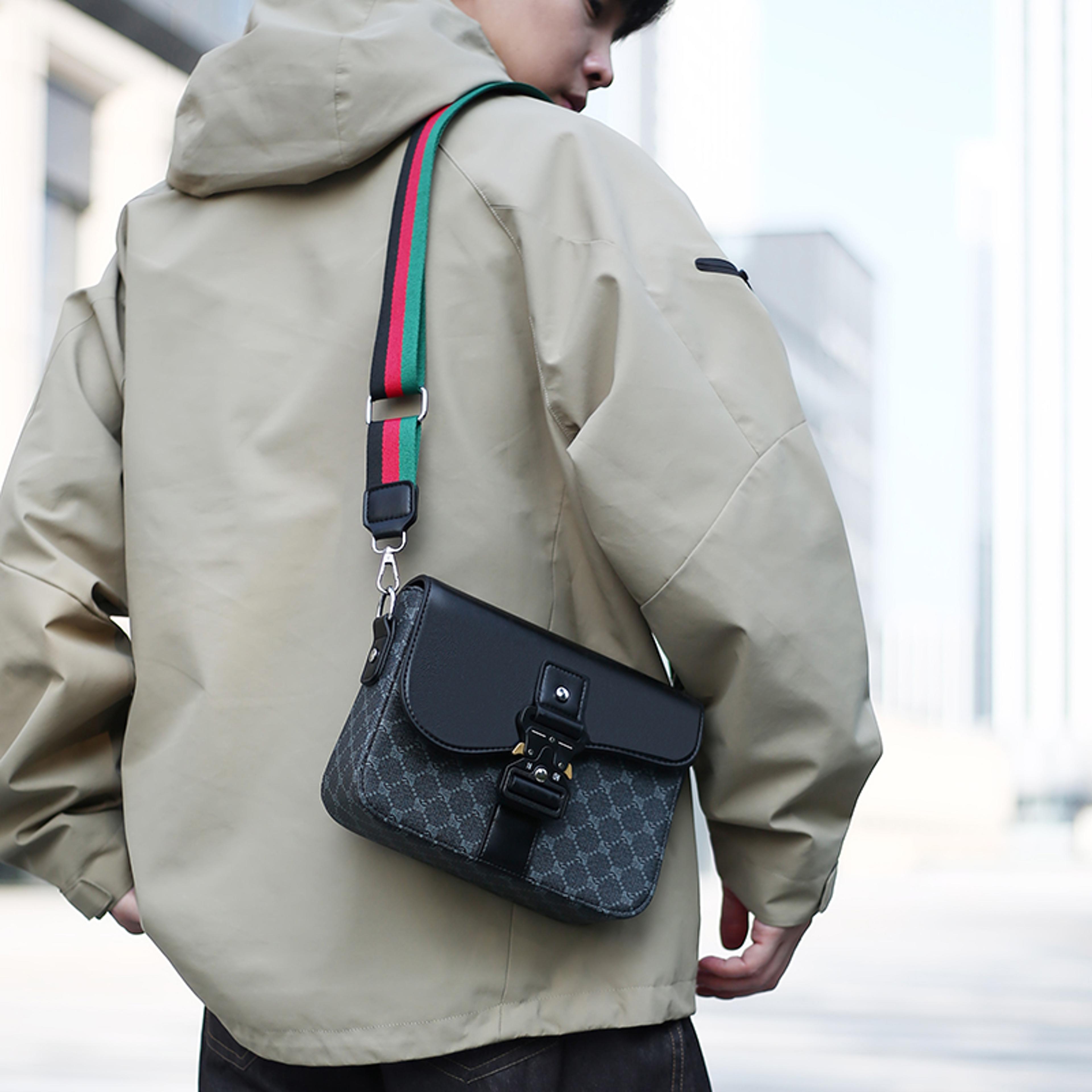 mens waterproof jacquard crossbody bag for business and daily commute