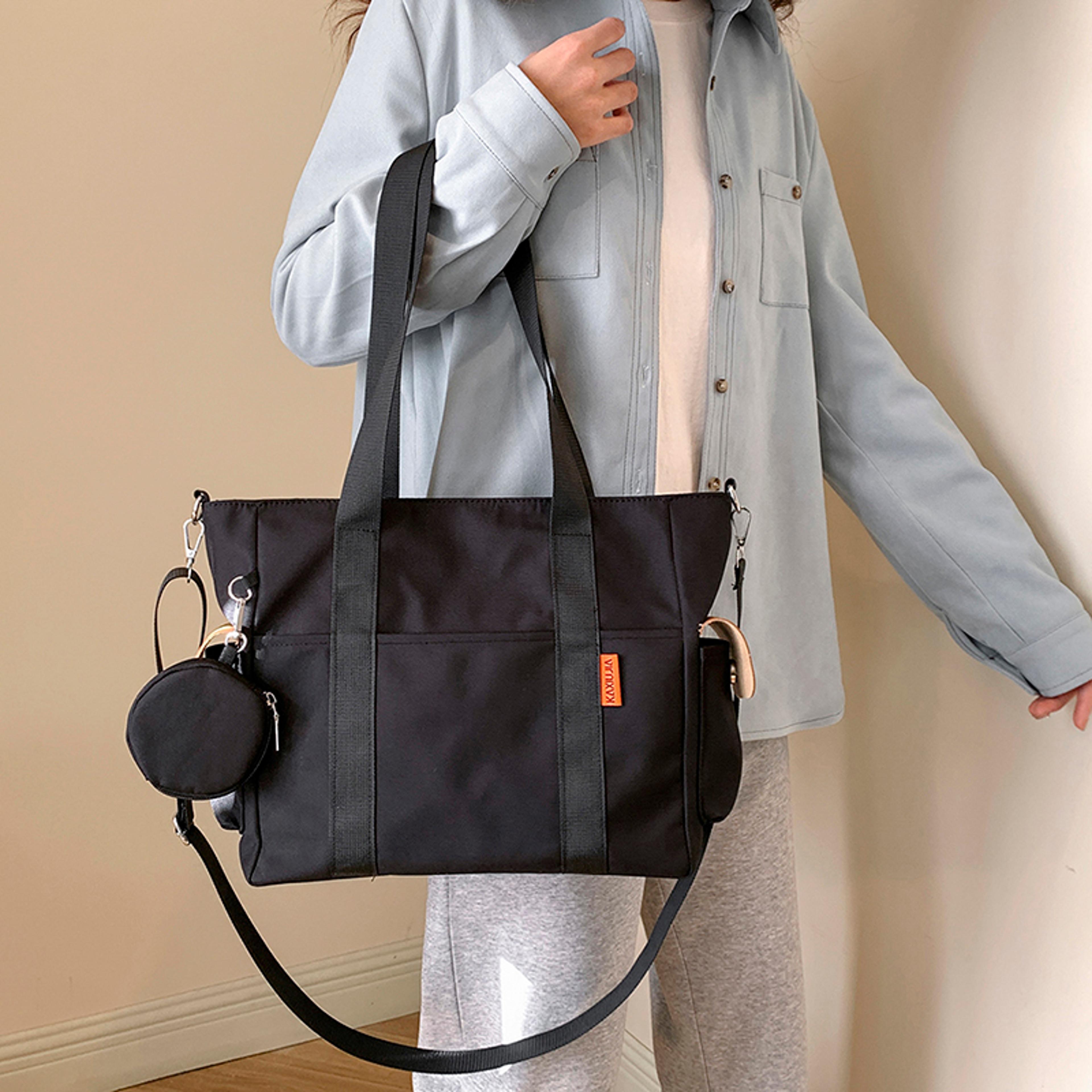 large capacity nylon tote bag for women commuter shoulder crossbody handbag