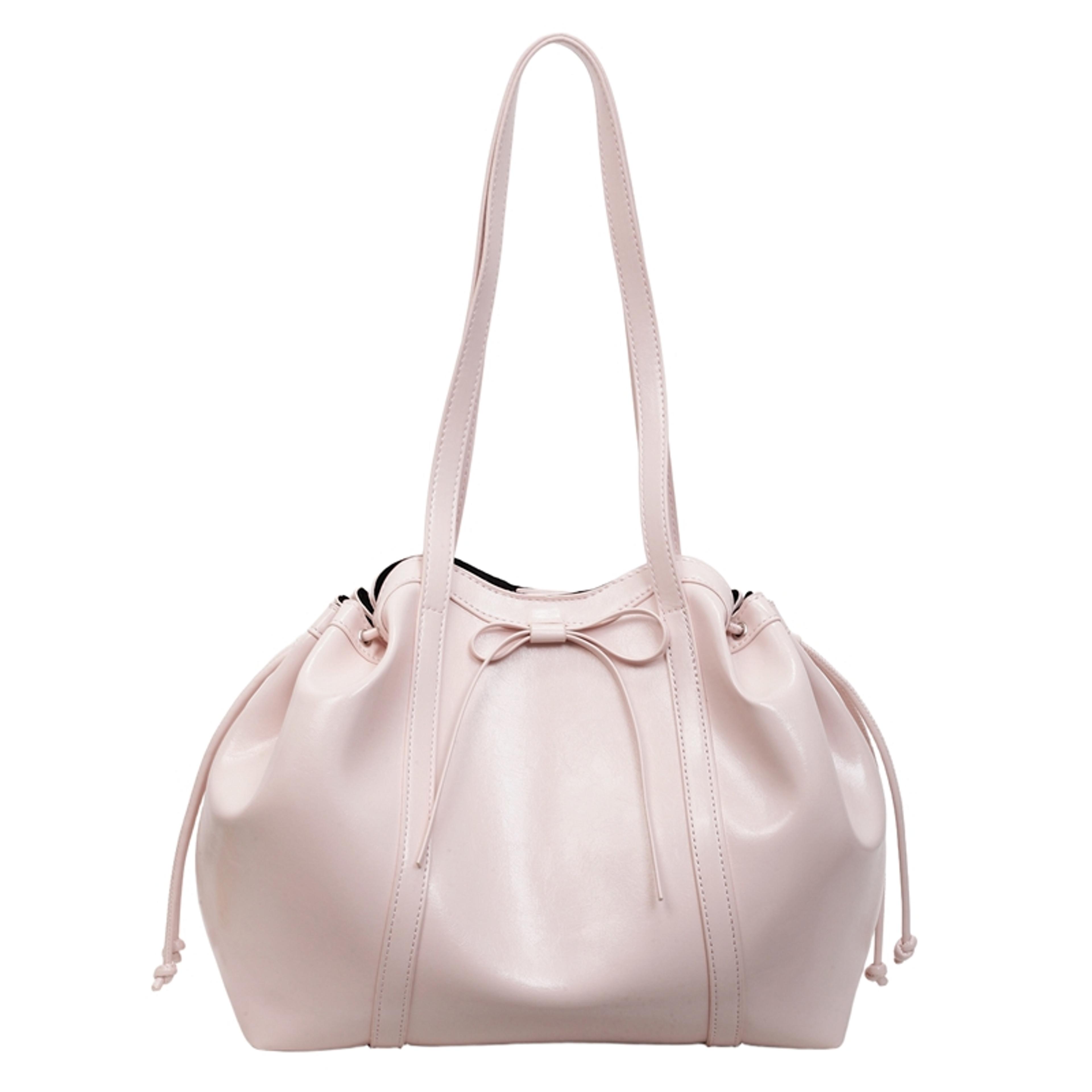 Bow Accent PU Leather Shoulder Bag For Women Large Capacity Underarm Commuter Purse 5