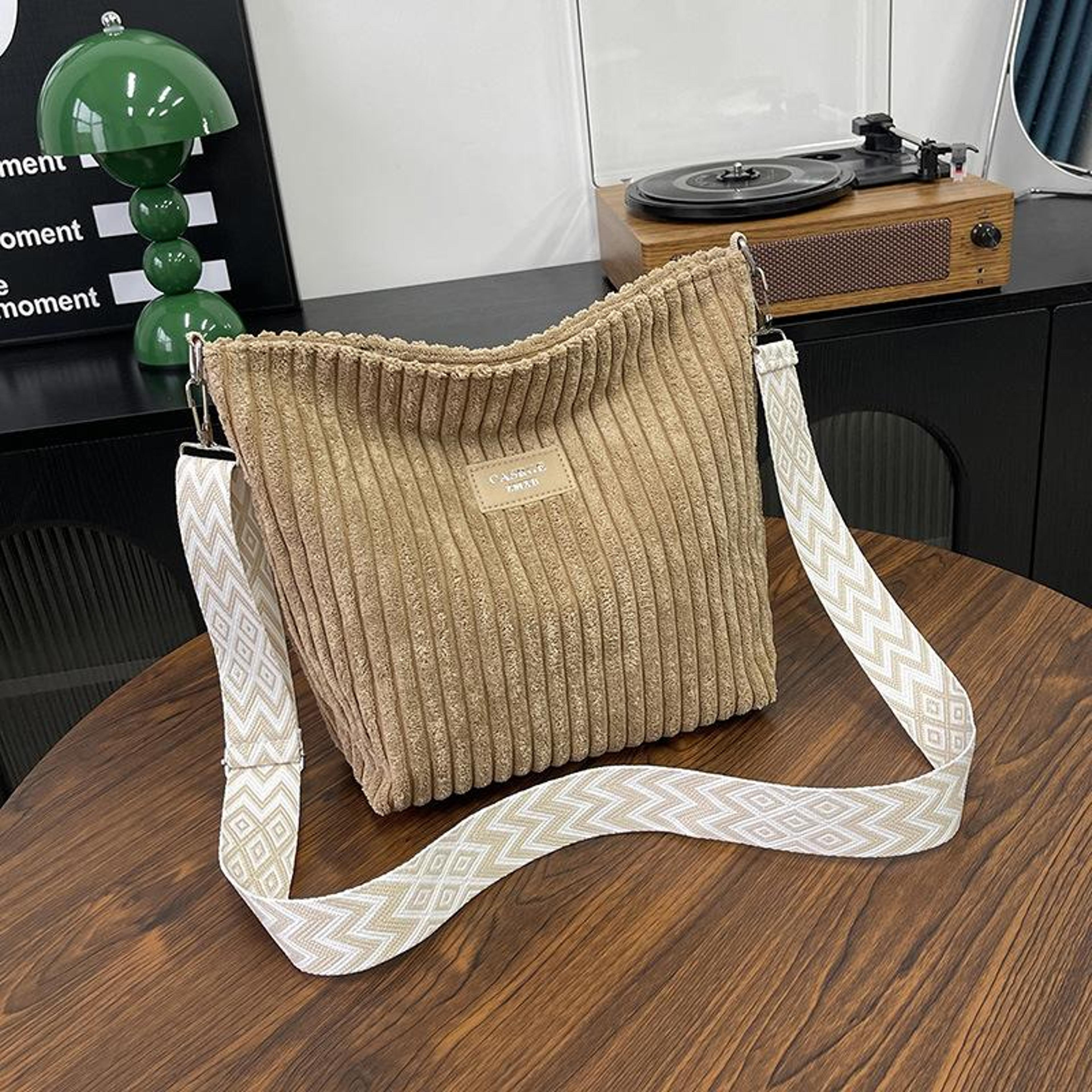 Everyday Corduroy Tote Crossbody Bag For Women Large Capacity Commuter Purse 6