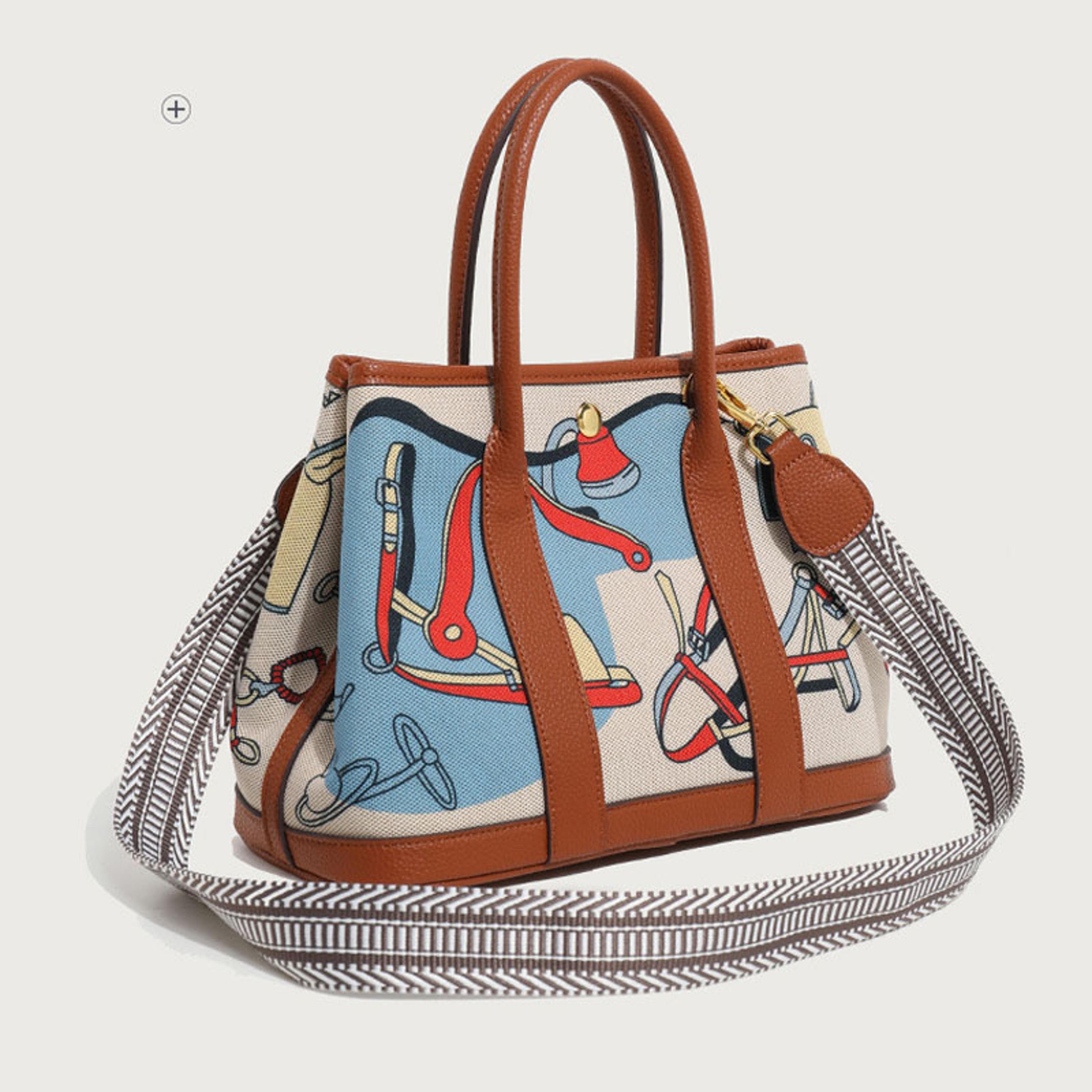 Painted Canvas Patchwork Tote Bag Large Capacity Printed Shoulder Handbag 1