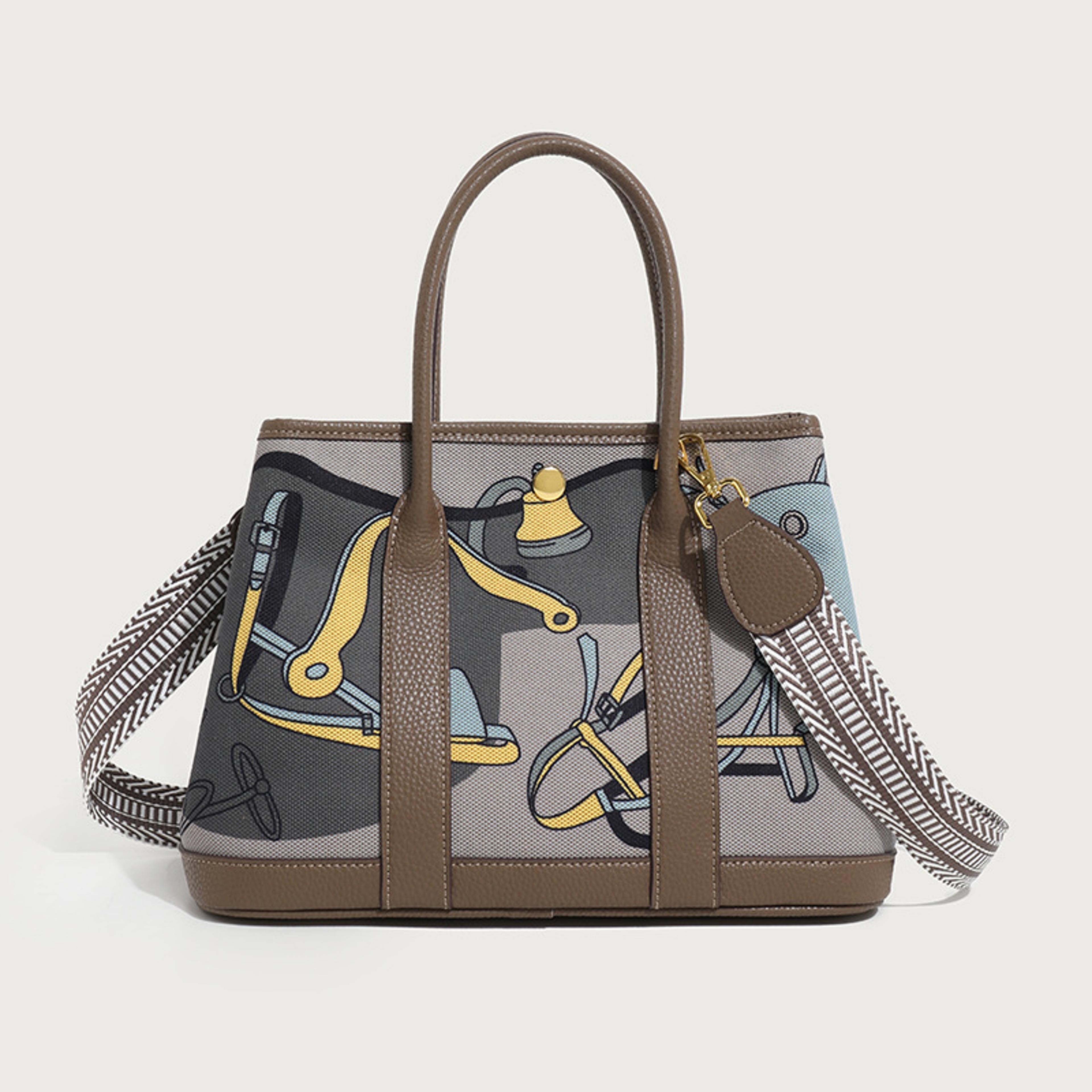 Painted Canvas Patchwork Tote Bag Large Capacity Printed Shoulder Handbag 5