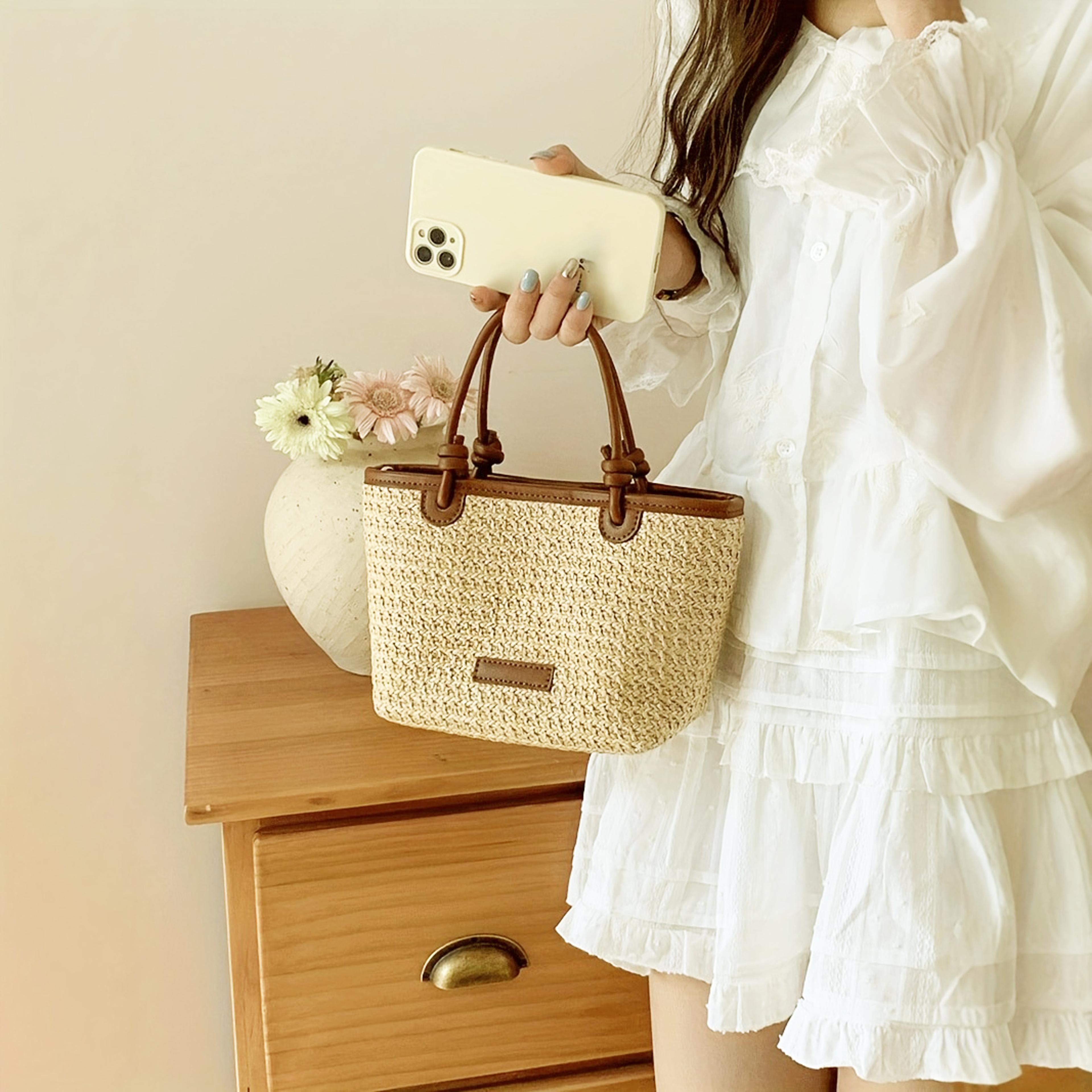 Woven Beach Bag For Women Straw Crossbody Summer Vacation Purse 4