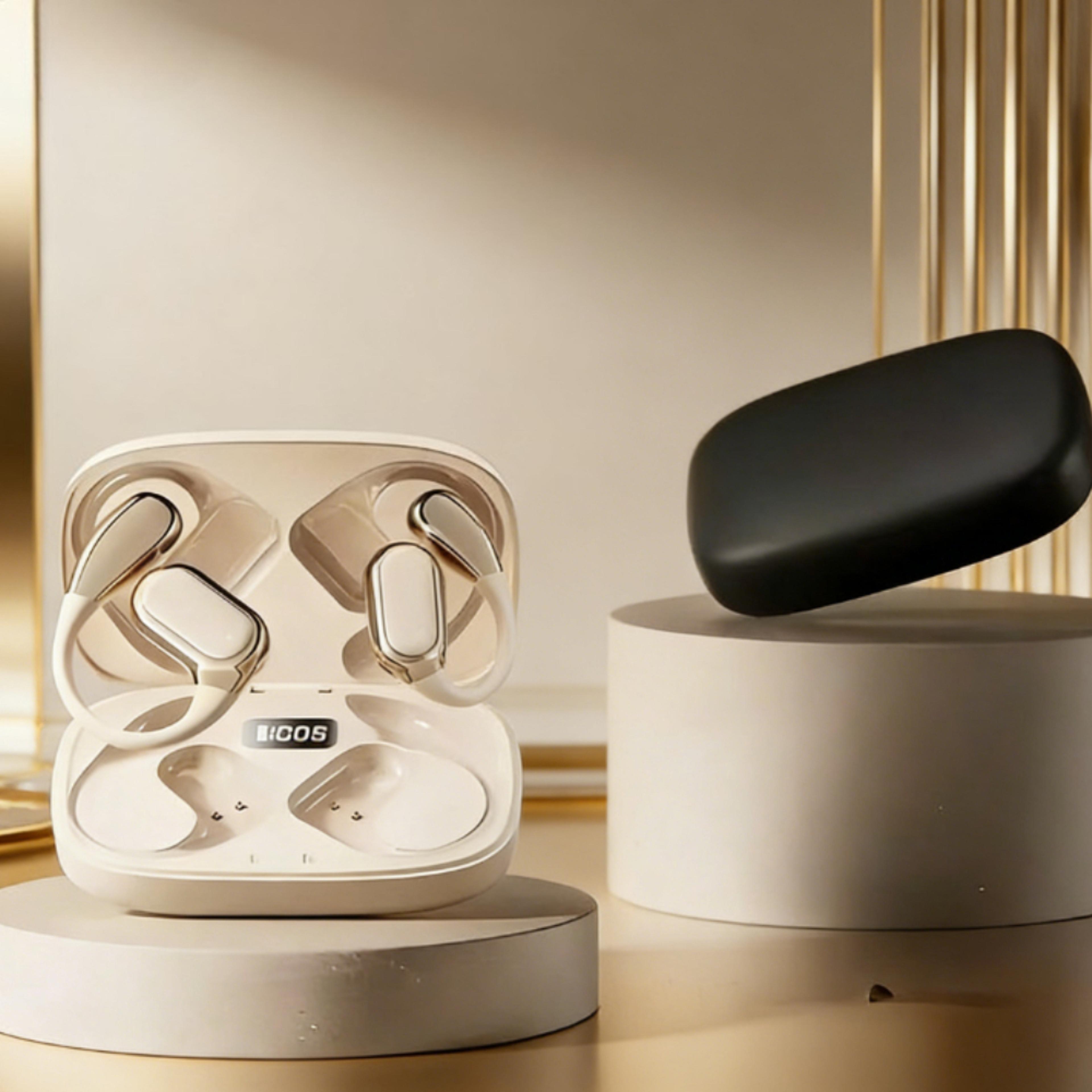sport wireless earbuds with enc mic and secure ear hooks