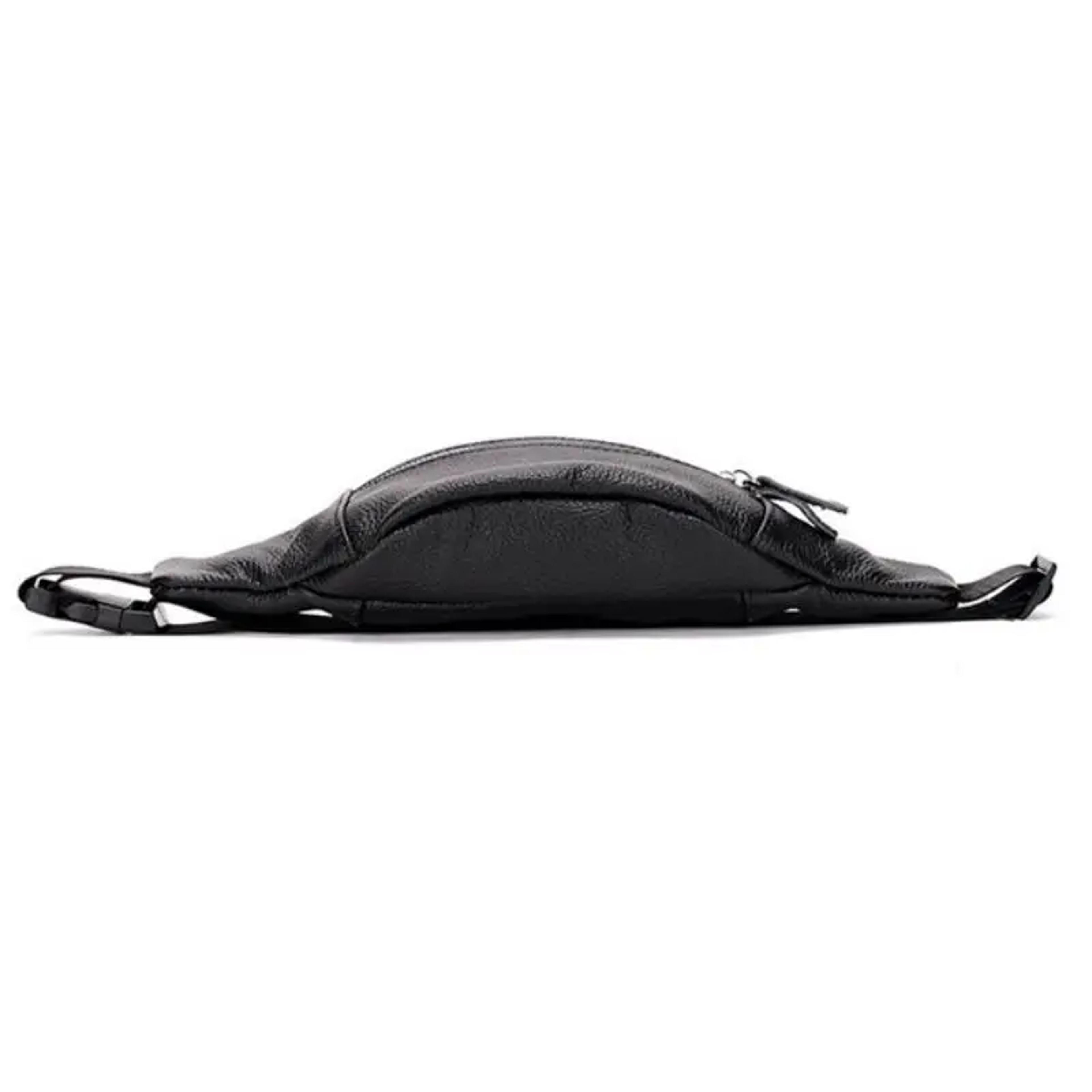 Mens Genuine Leather Sling Chest Bag With Double Zipper 3