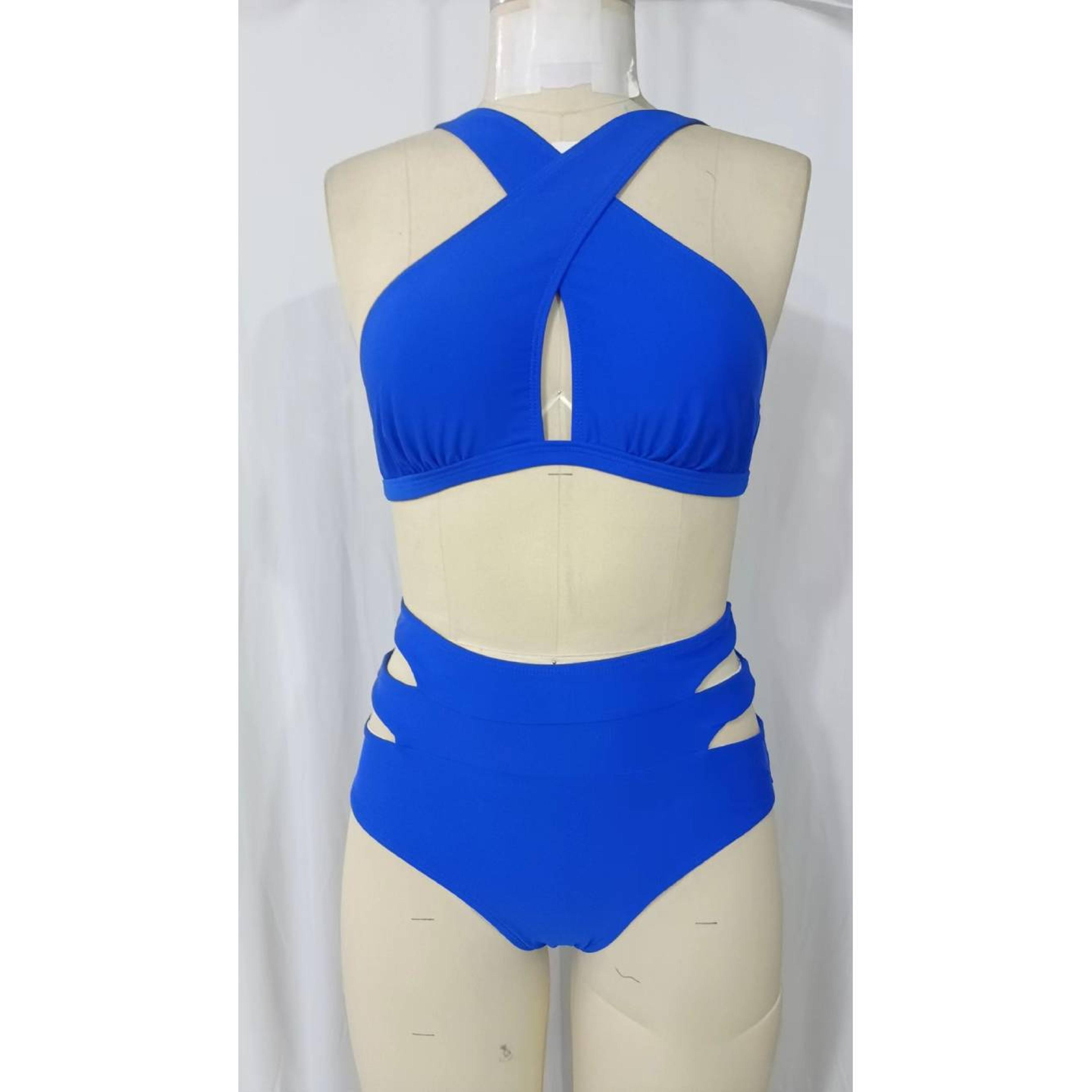 Cikini Solid Color Halter Neck Vacation Matching Bikini Set And Swim Trunks TwoPiece Bikini SetSumm 1