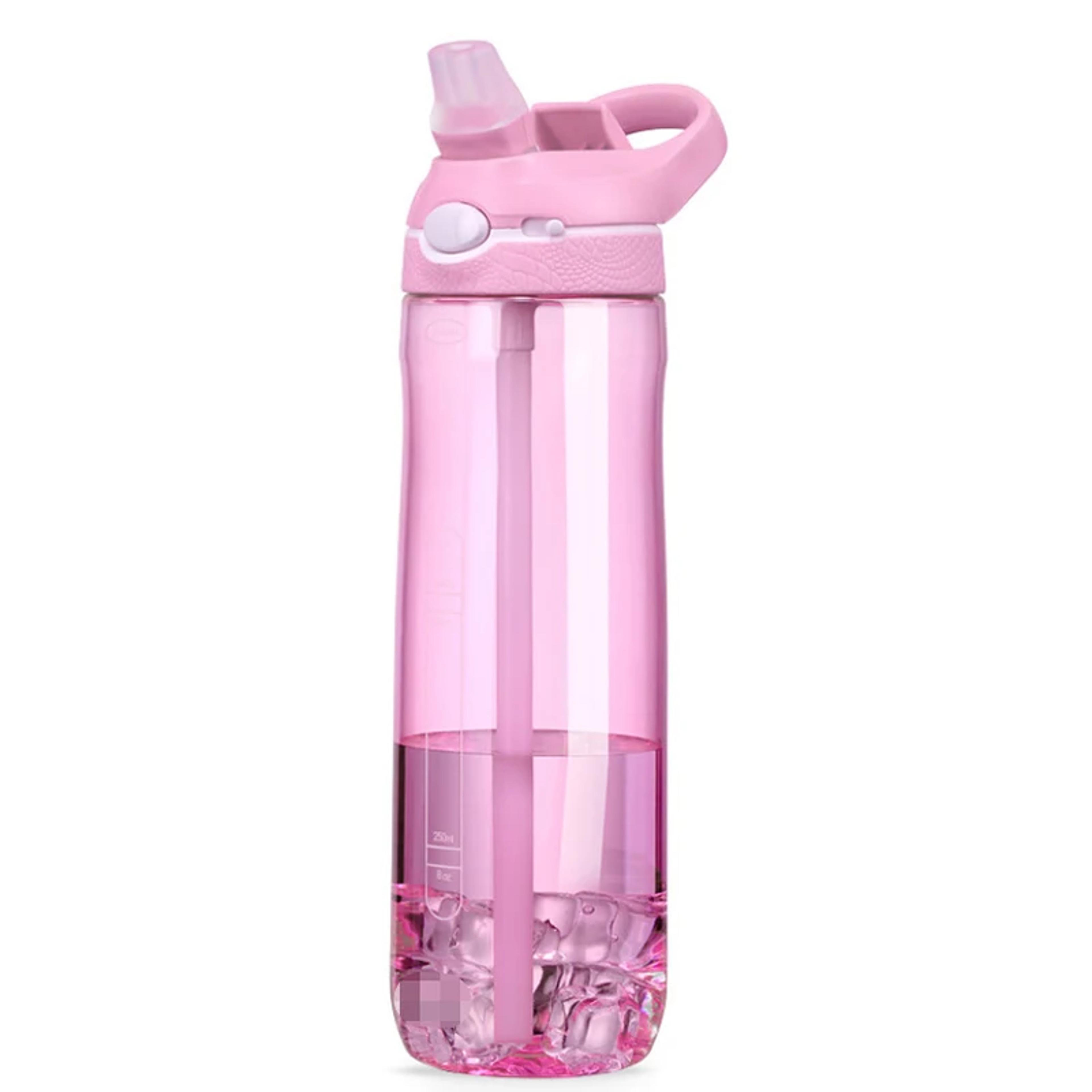 Portable Sports Water Bottle With Straw BPA Free Transparent Plastic Drinkware For Camping Hiking A 4