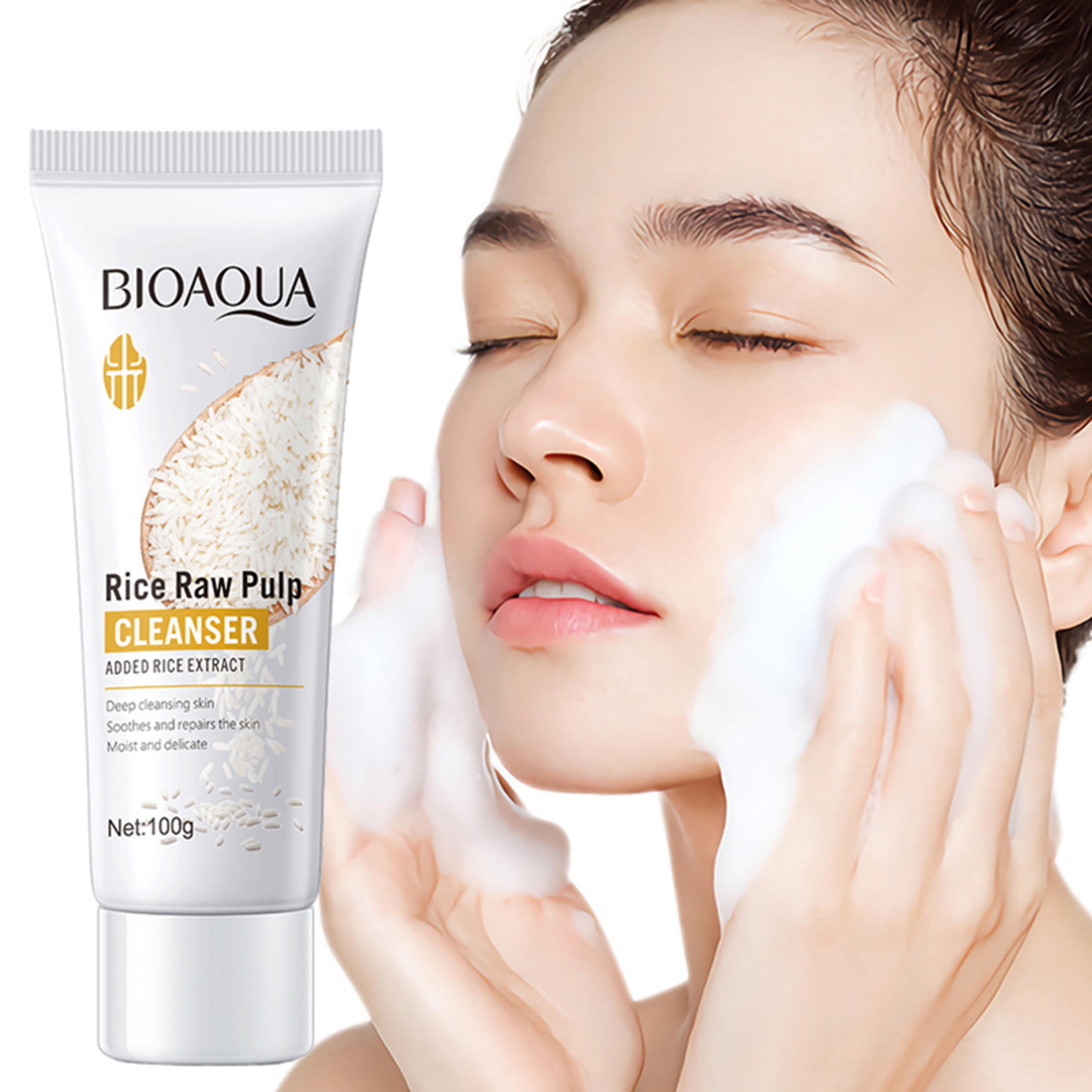 riceglow moisturizing rice pulp facial cleanser deep clean & brightening cleanser foam