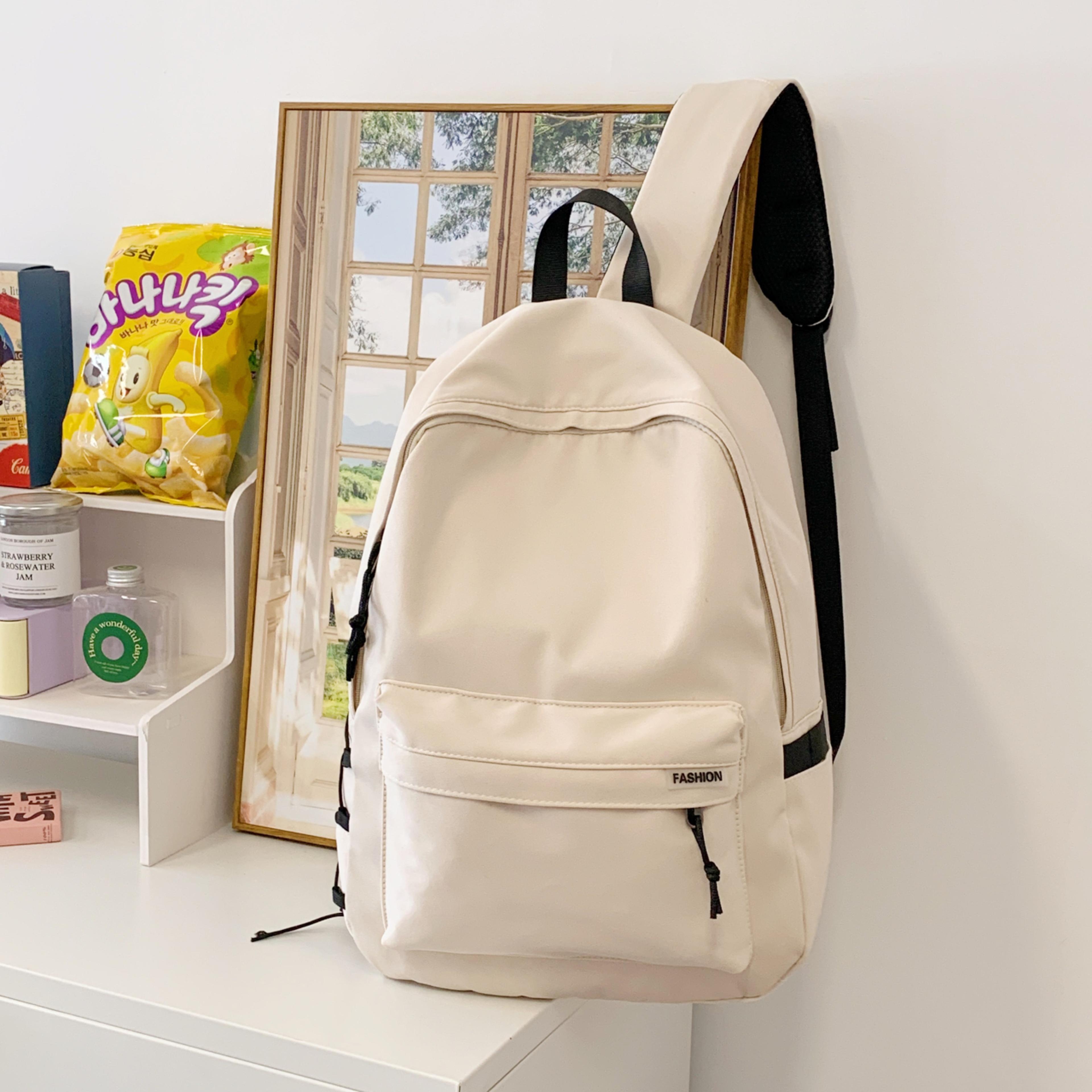 modern style large capacity backpack solid color unisex school bag