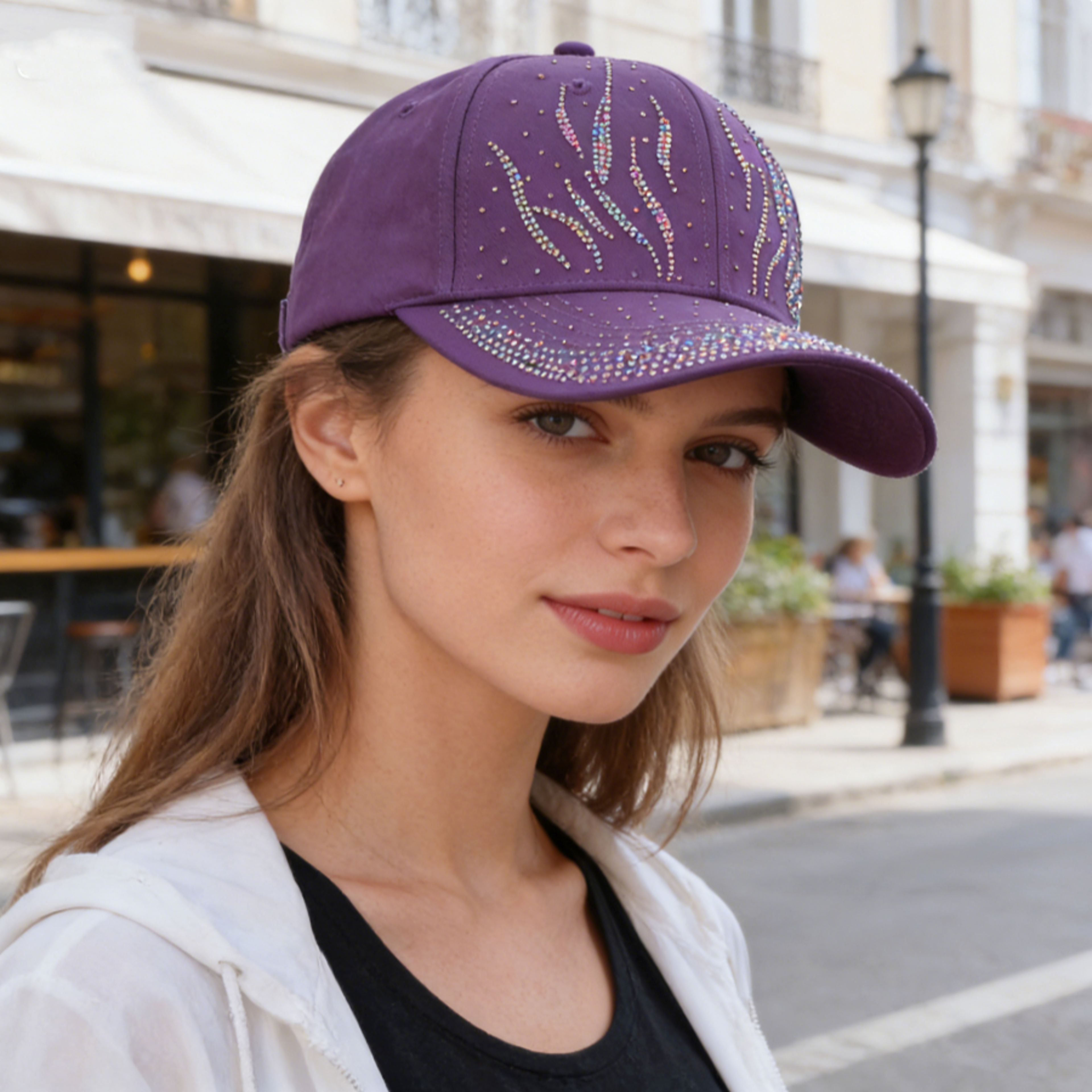 luxury rhinestone baseball cap breathable bling sun hat with adjustable fit for fashion & everyday wear