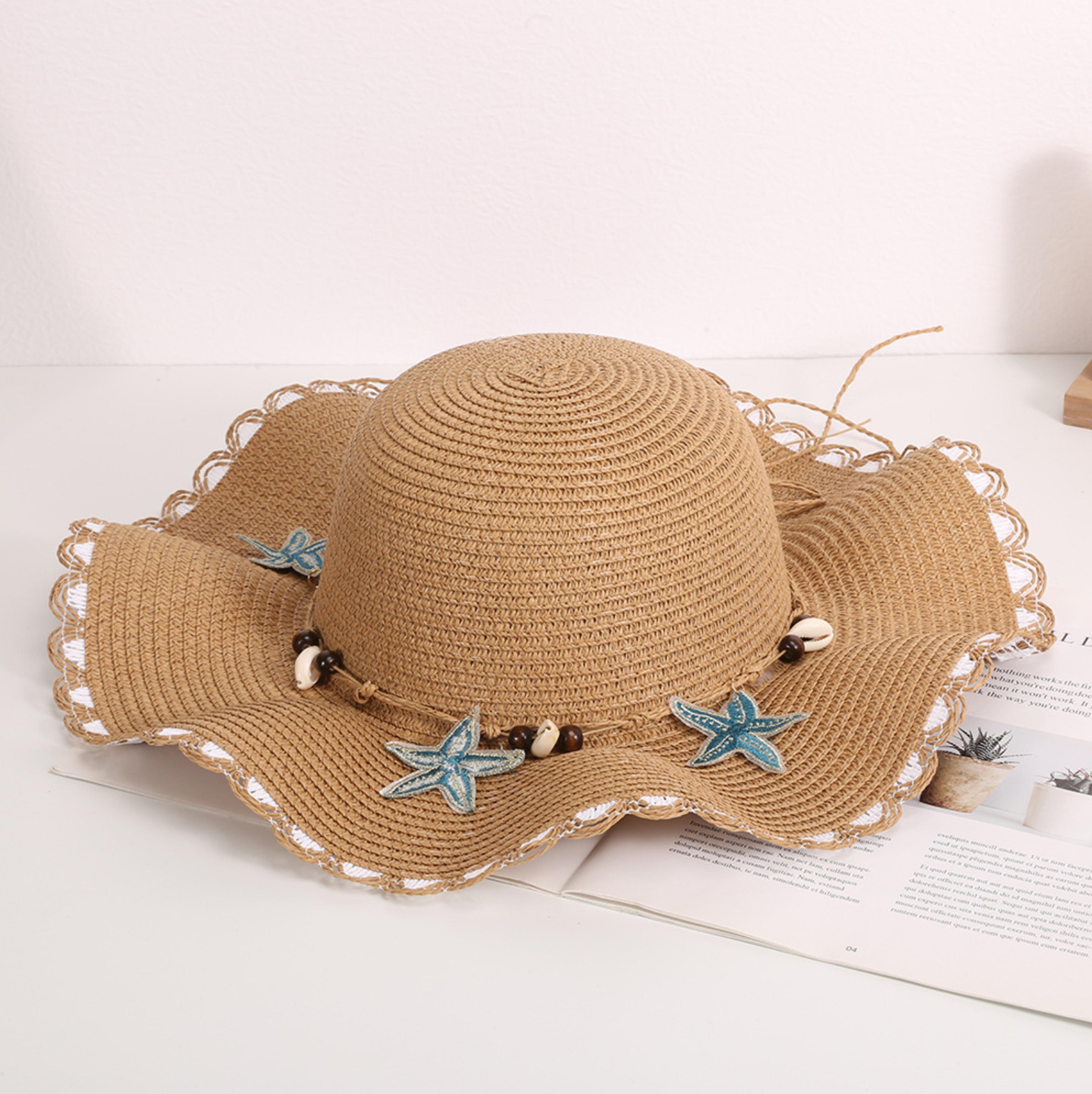 Bohemian Shell Beaded Wide Brim Straw Hat For Beach Sun Protection 8