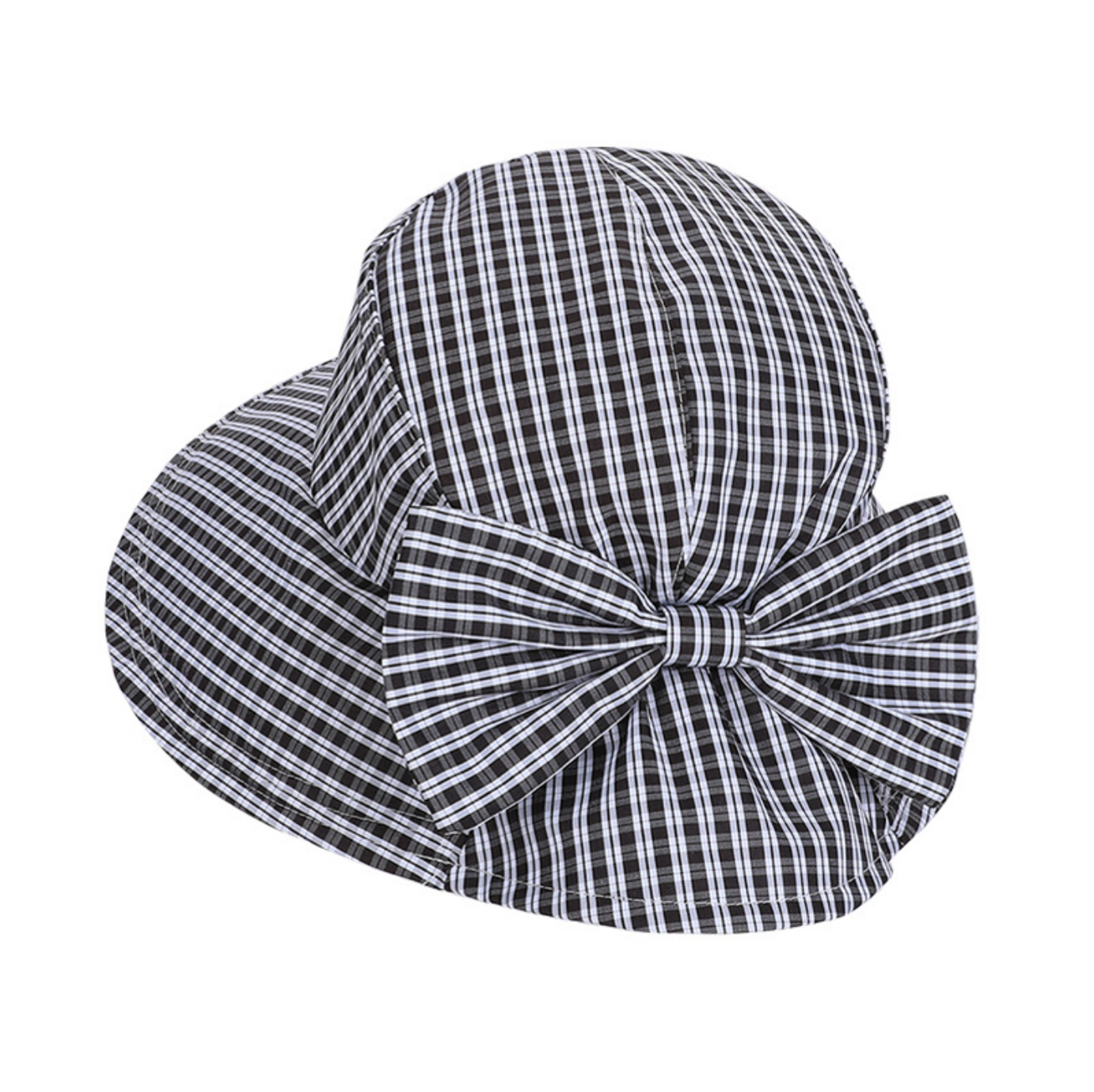 Retro Plaid Foldable Wide Brim Sun Hat With Bow Stylish UV Protection 5