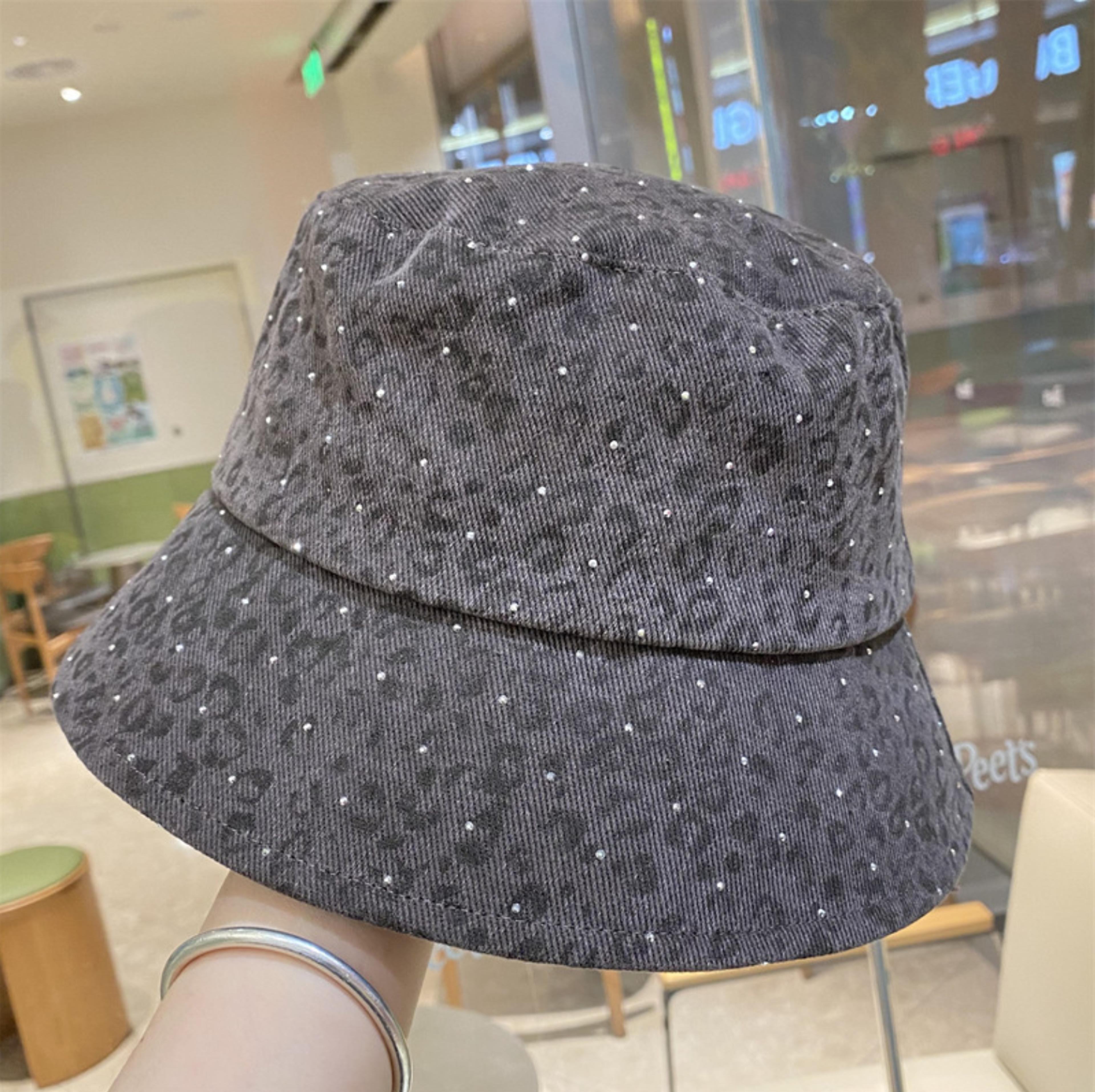 Luxury Leopard Print Wide Brim Sun Hat With Sparkling Rhinestone Detail Chic Leopard Print Bucket H 5