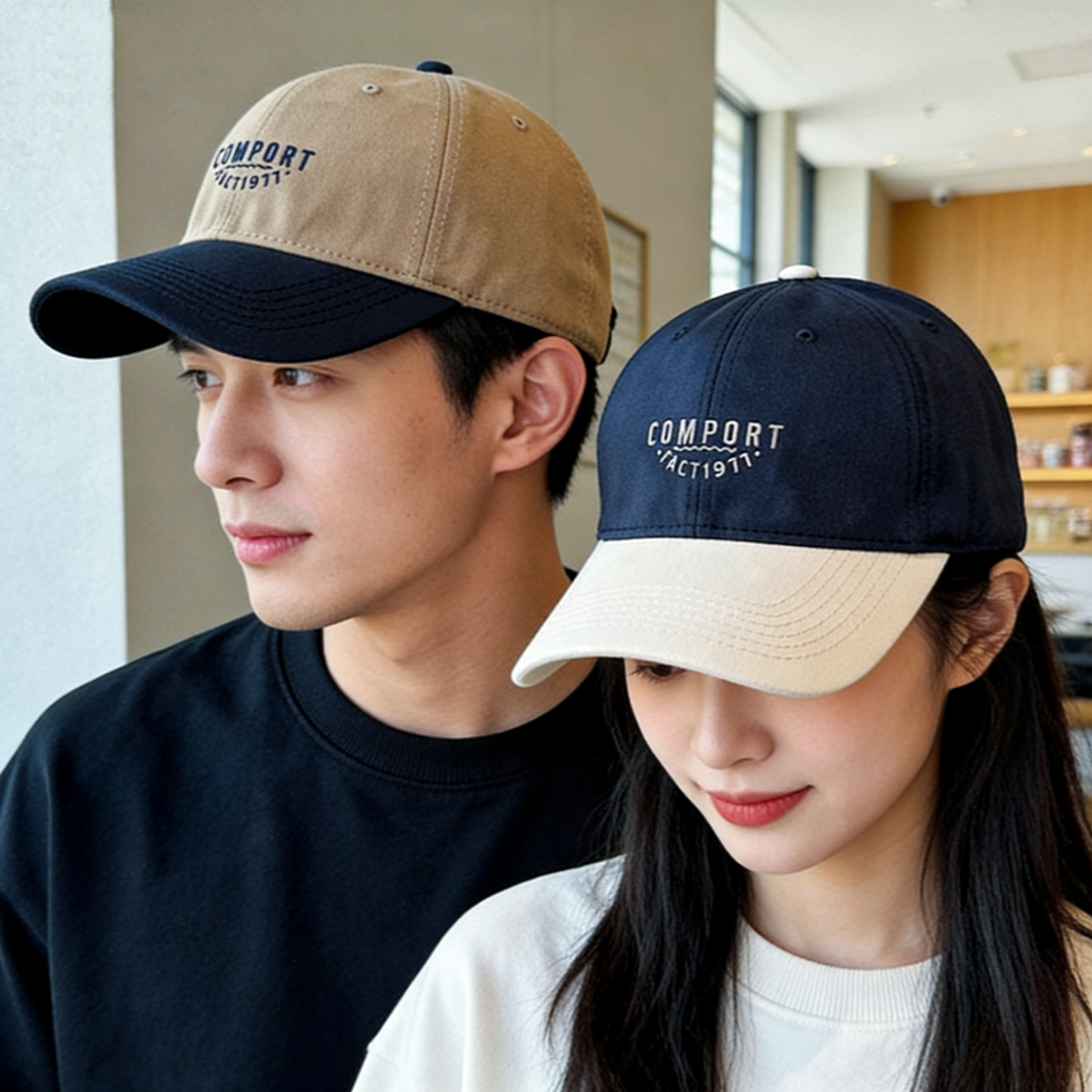 retro color block adjustable baseball cap embroidered unisex summer hat