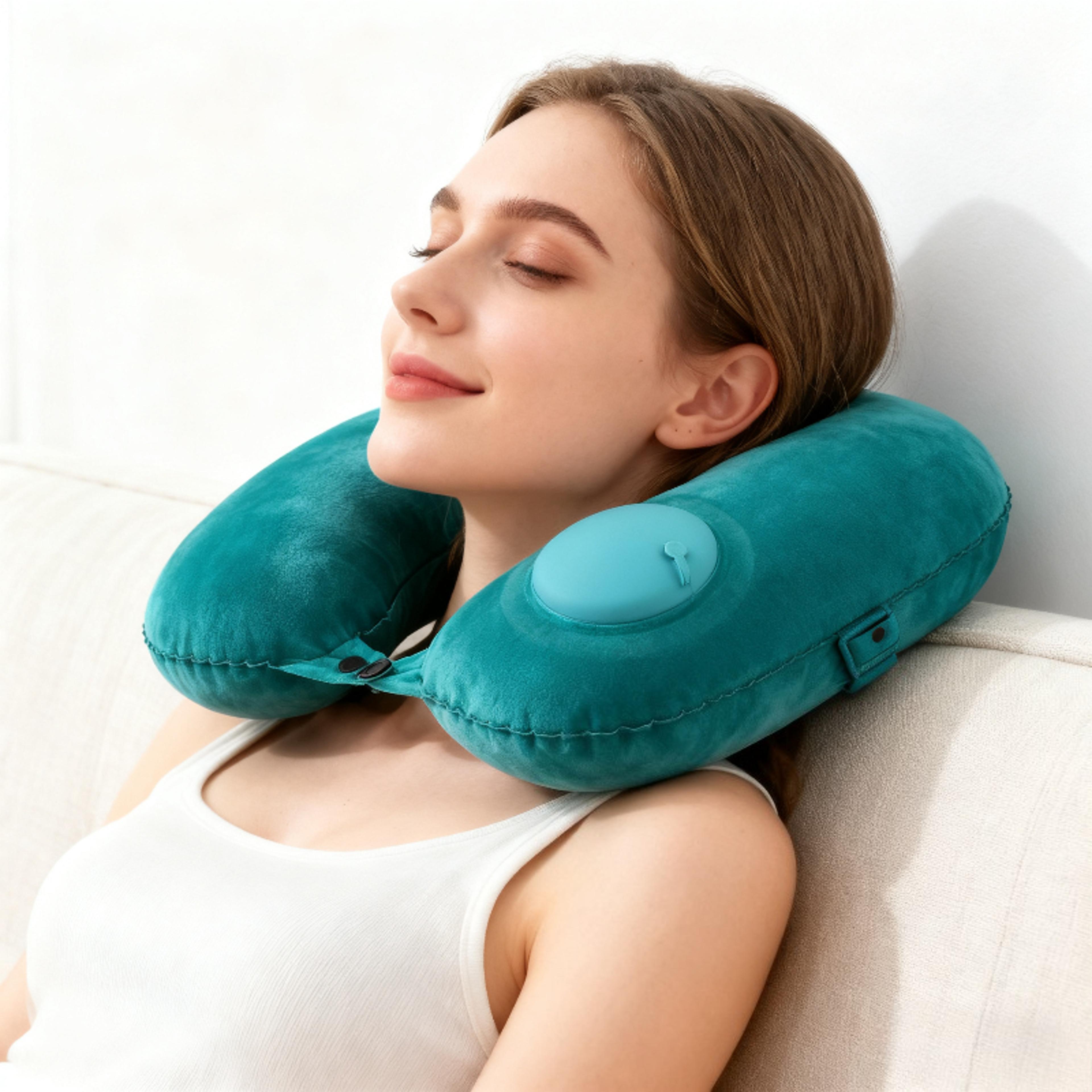 inflatable u shaped neck pillow compact travel support for planes & trips