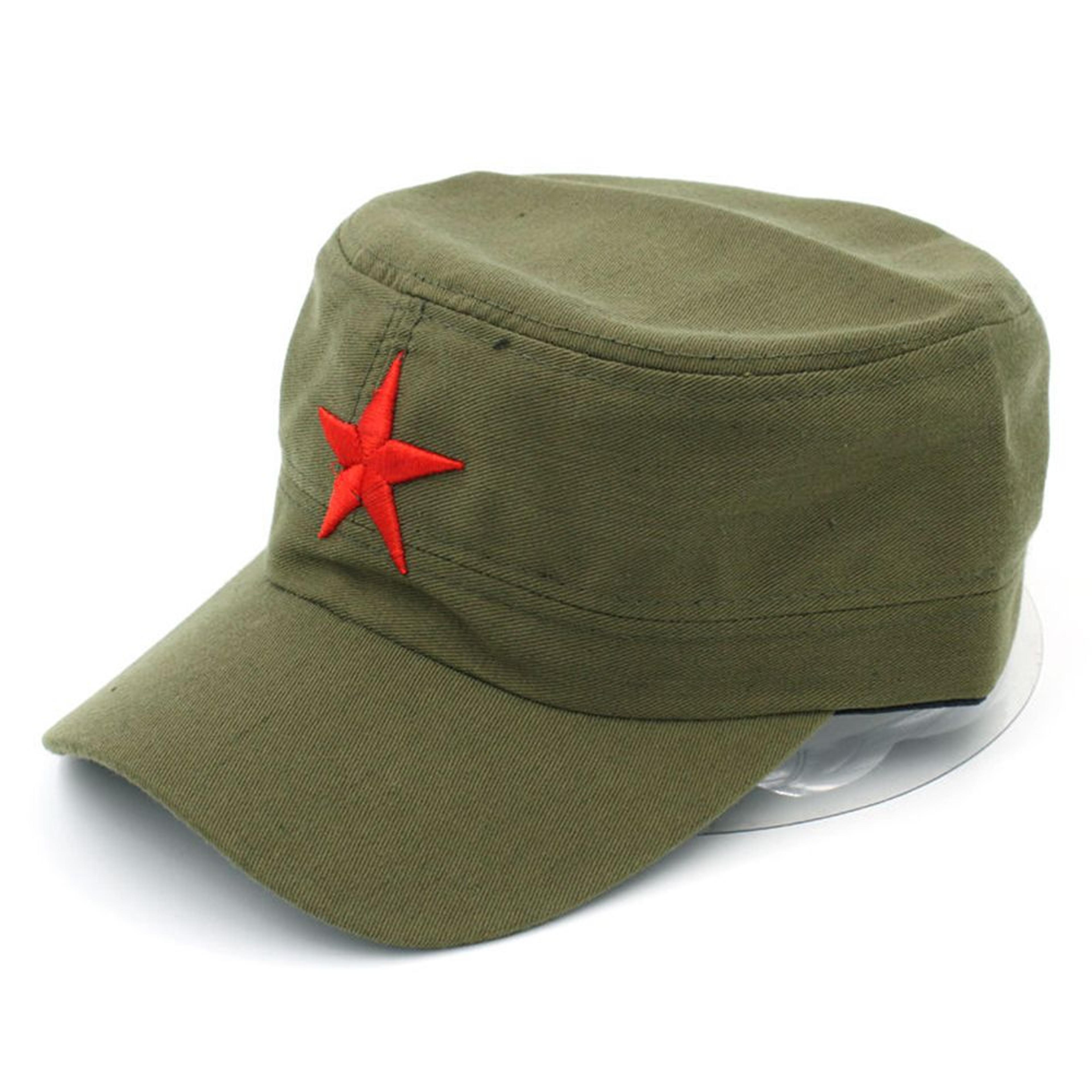 Authentic Style Red Cotton Military Cap With Iconic Star Red Cotton Military Cap Mao Hat For Street 2