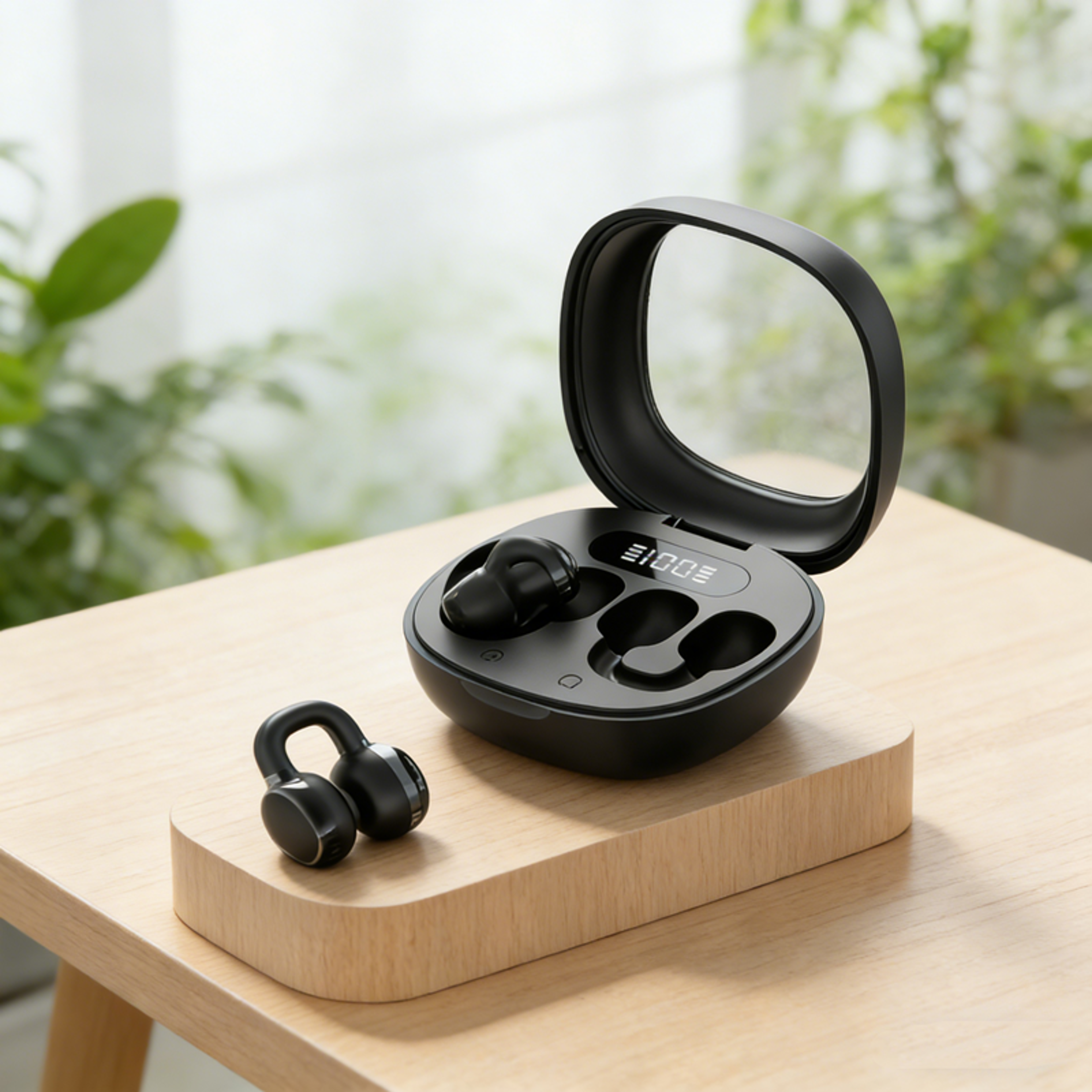 premium bluetooth tws stereo headphones with digital display wireless earbuds