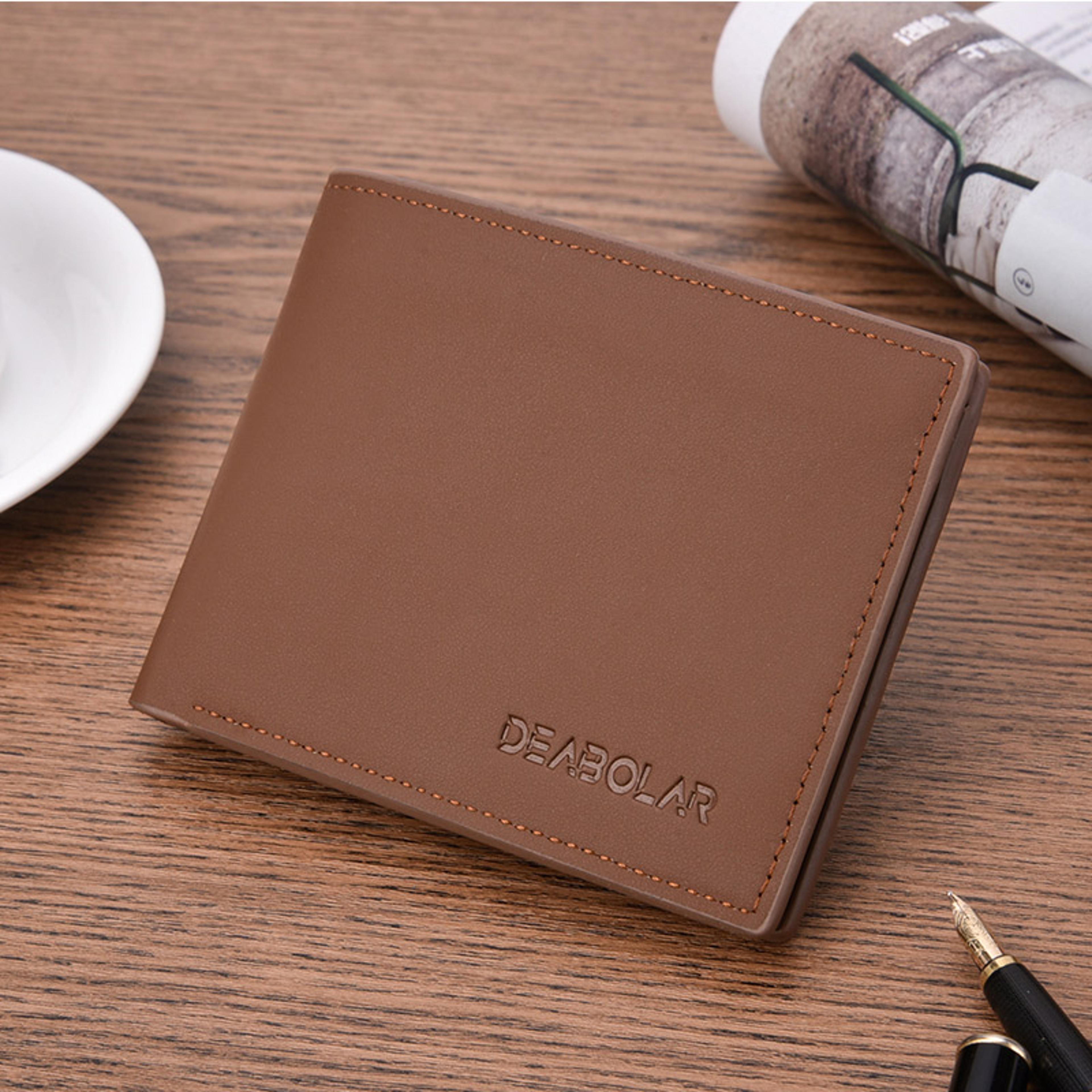 Classic Small Mens Wallet Premium PU Leather Card  Photo Holder 2