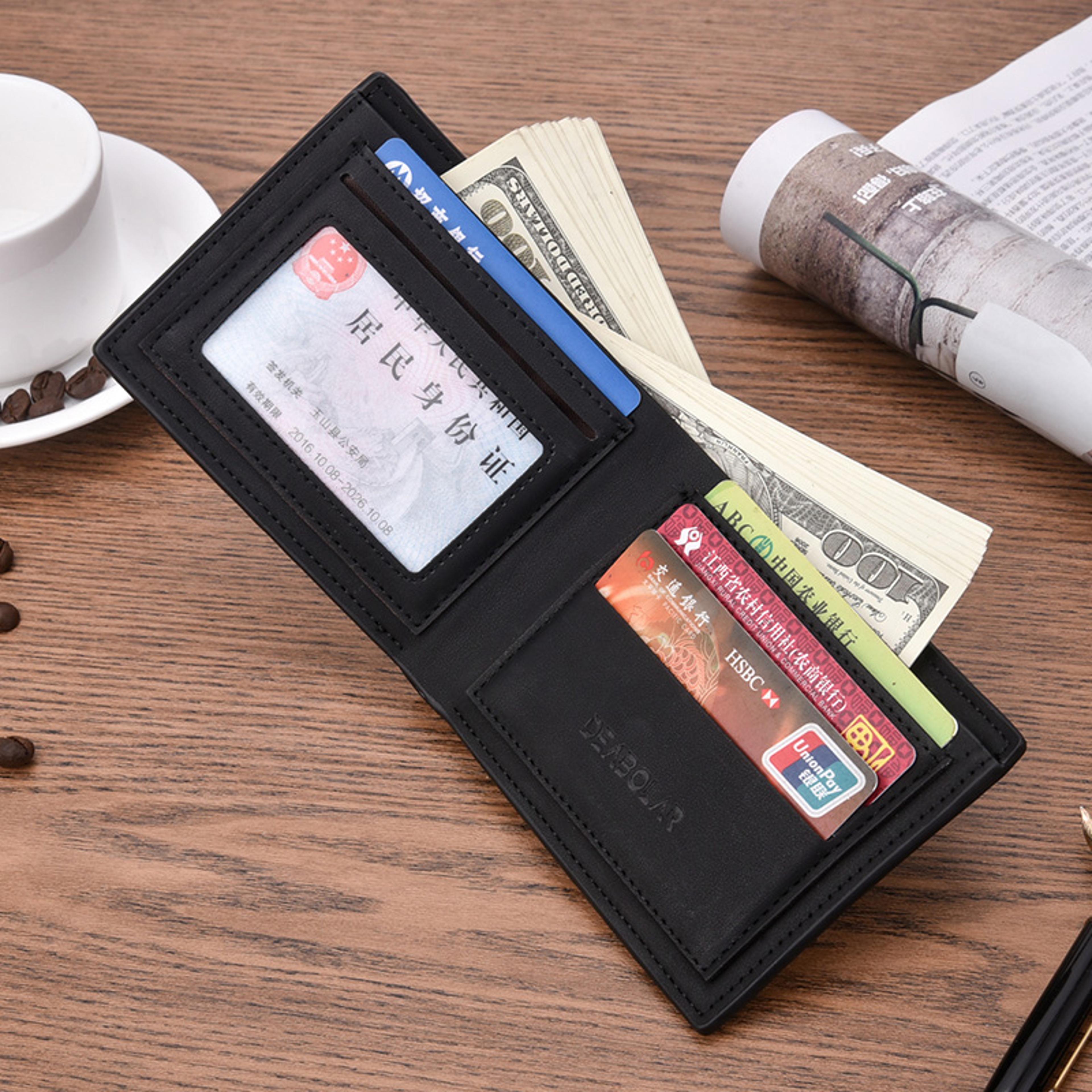 Classic Small Mens Wallet Premium PU Leather Card  Photo Holder 3