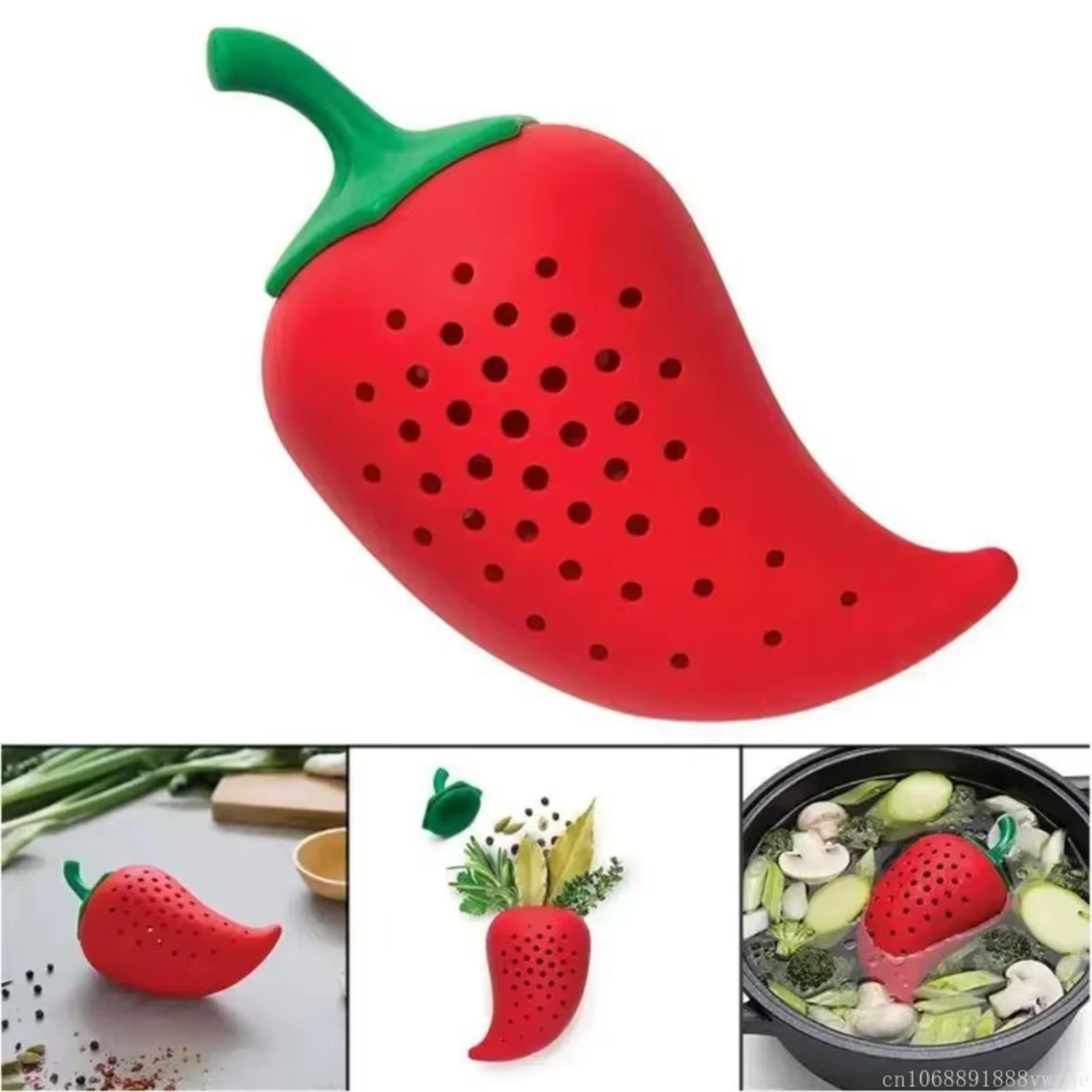 chili shaped silicone spice filter for stews and soups herbal infusion bag