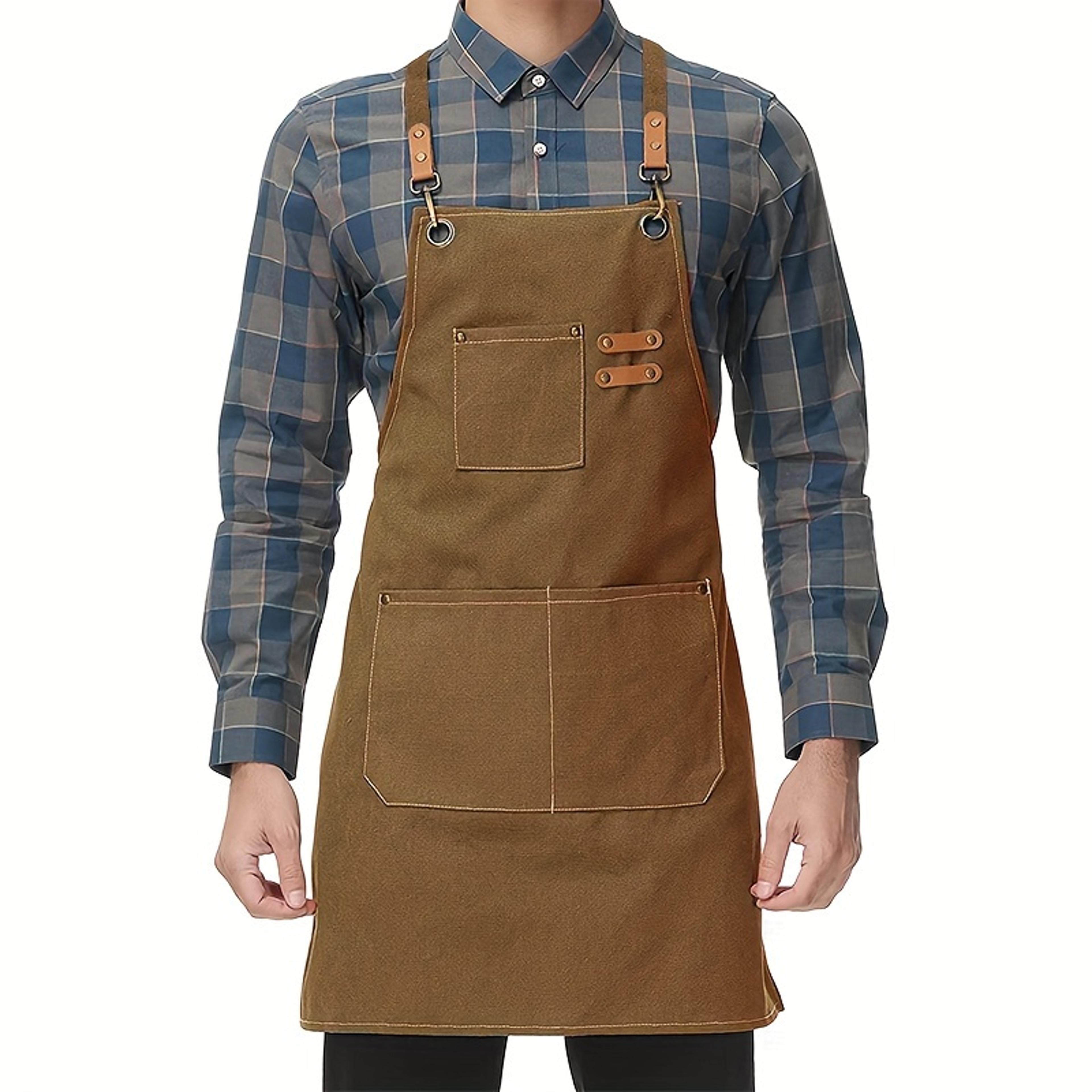 durable canvas kitchen apron with tool pockets for men & women