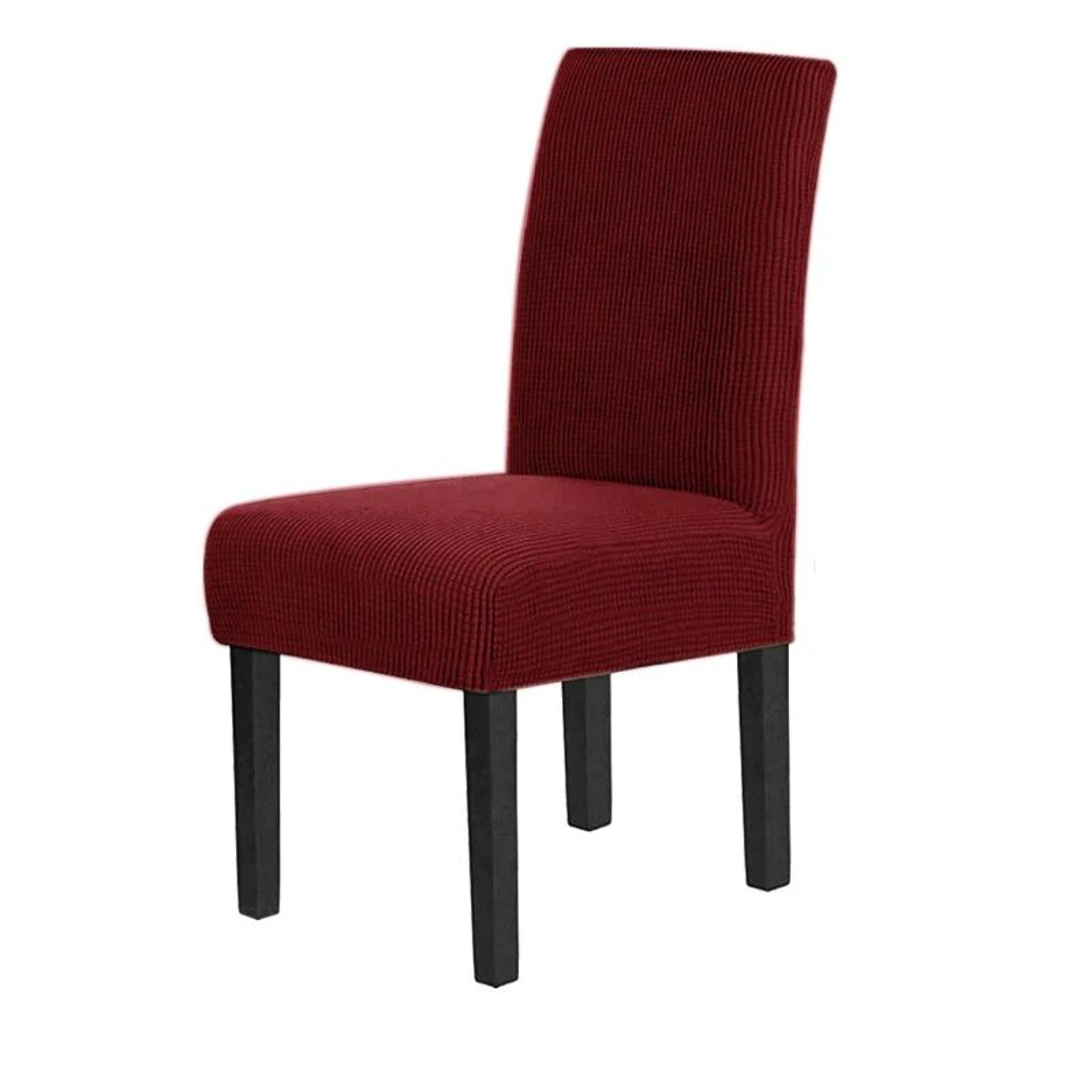 Premium Textured Stretch Dining Chair Covers Checked Jacquard Slipcovers 8