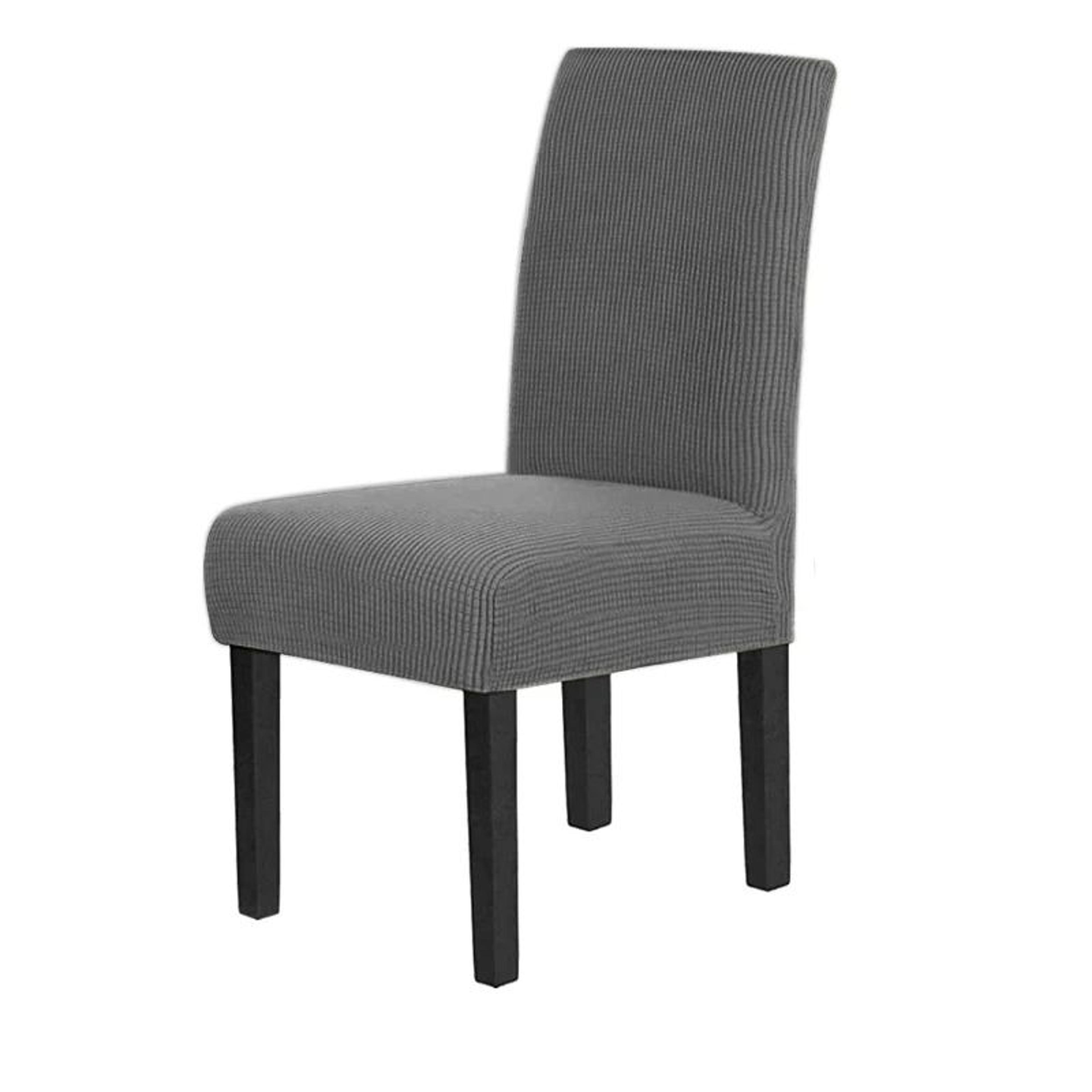 Premium Textured Stretch Dining Chair Covers Checked Jacquard Slipcovers 12