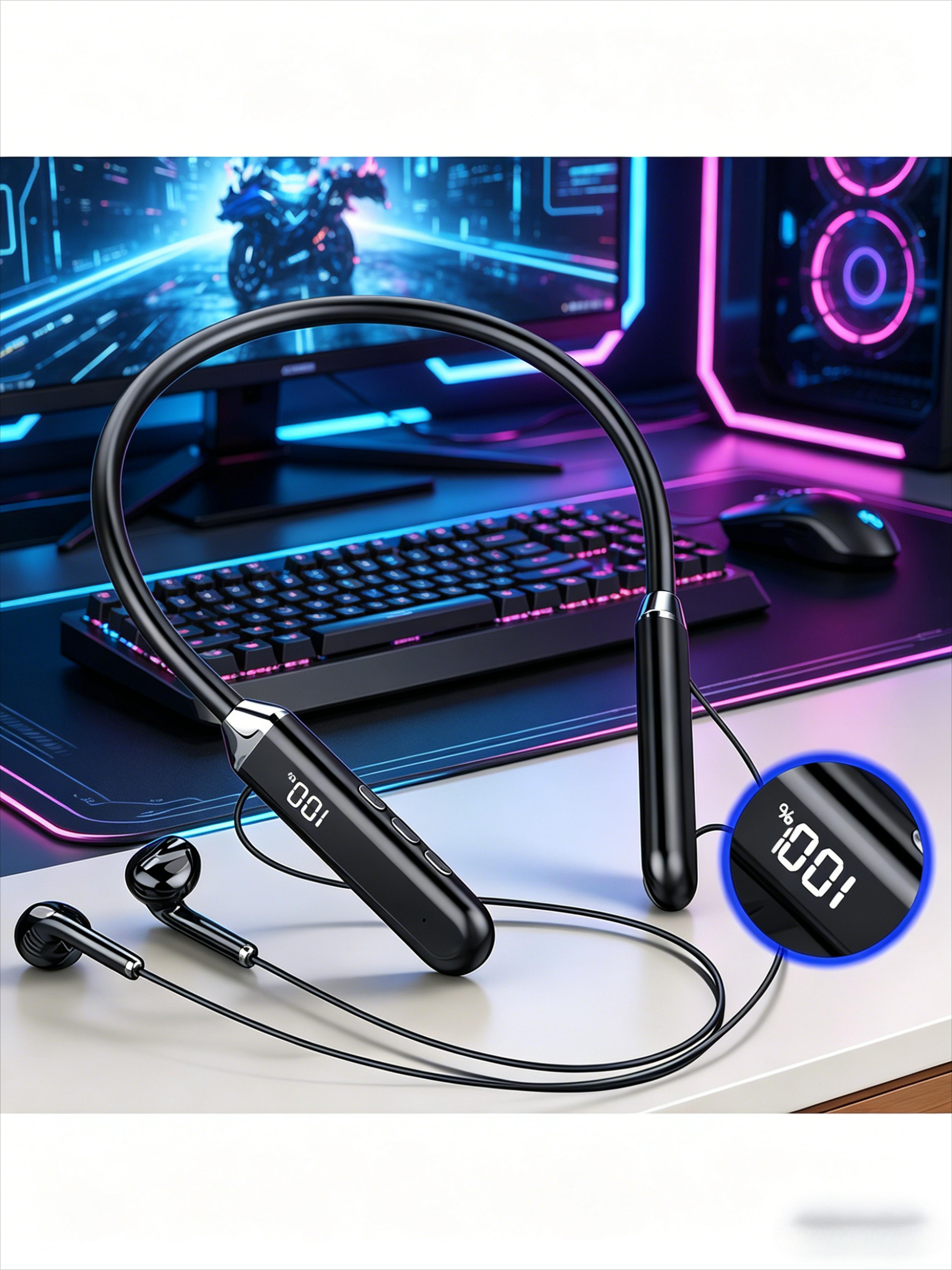 premium tws wireless headphones neckband with hifi sound & long battery life