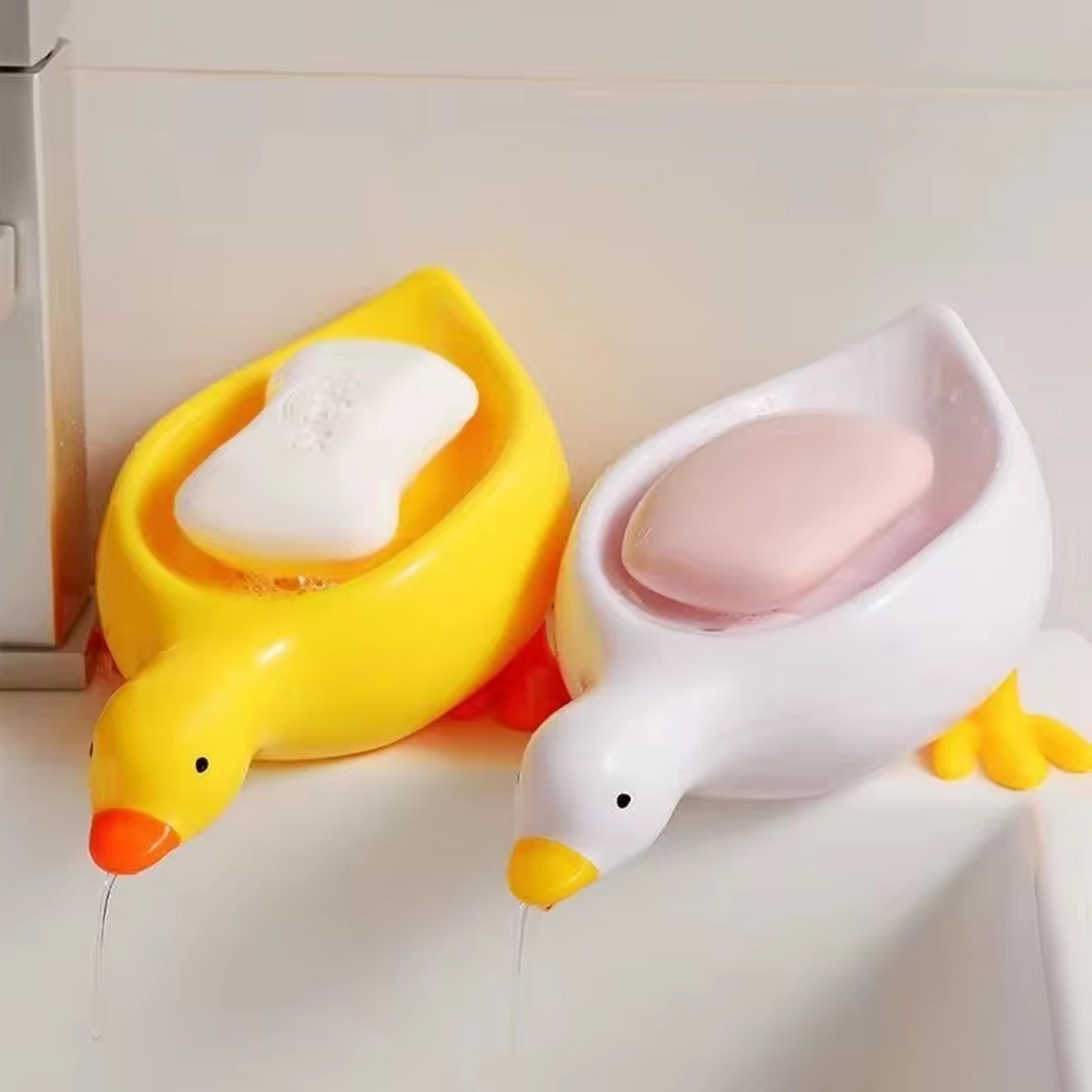 cute yellow duck self draining soap dish for bathroom & sink