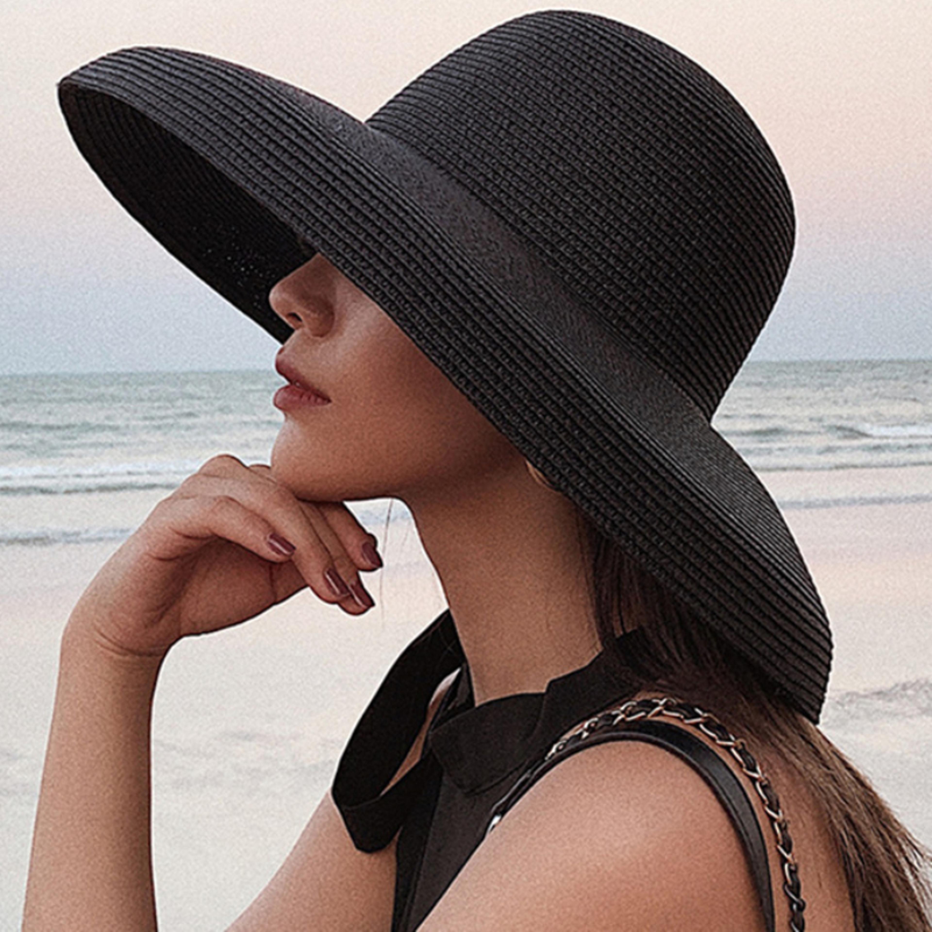 Elegant Wide Brim Straw Sun Hat Packable Beach Panama Hat For Women 1
