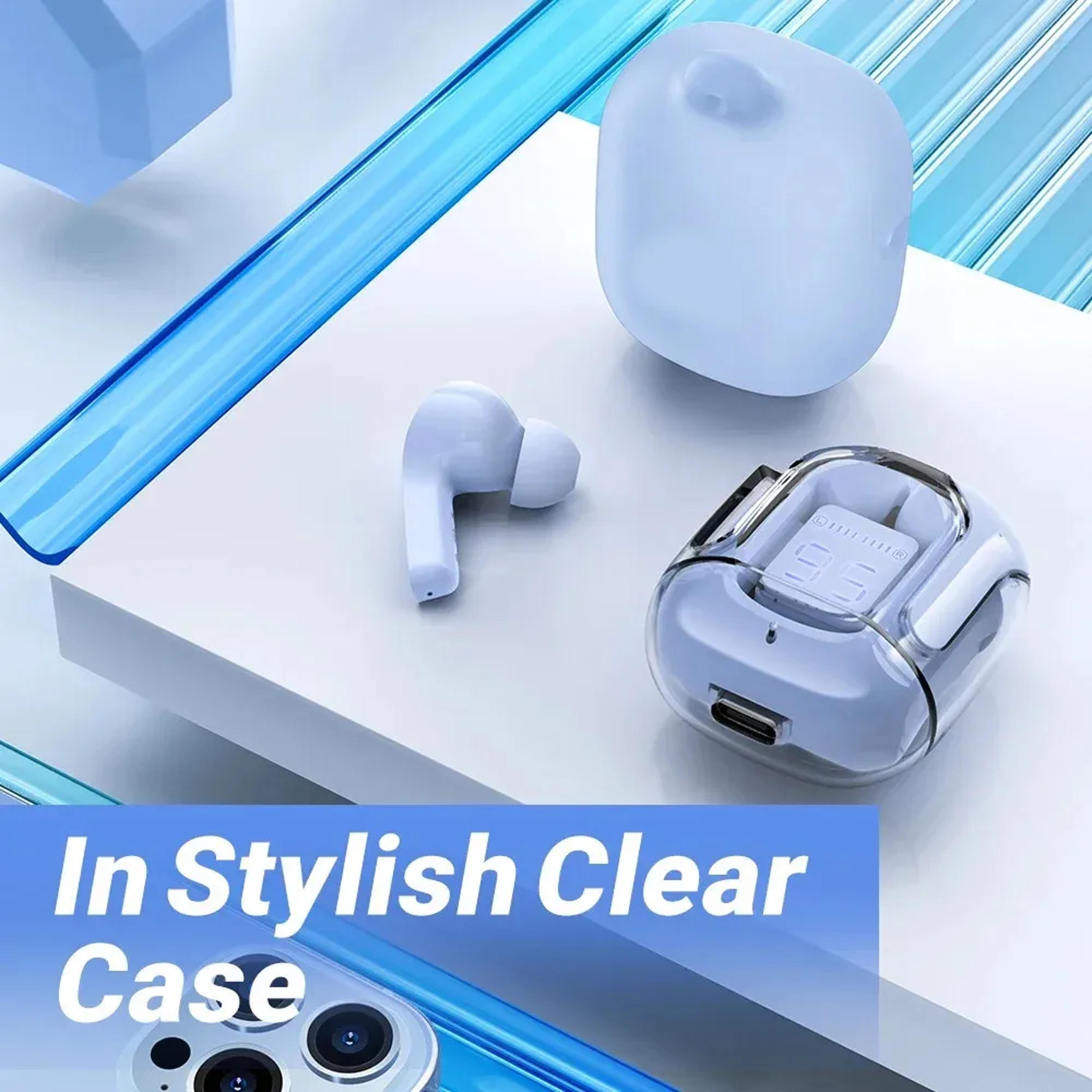 CrystalClear Pro Transparent Bluetooth Earphones With LED Power Display Earbuds  Rich HIFI Stereo S 4