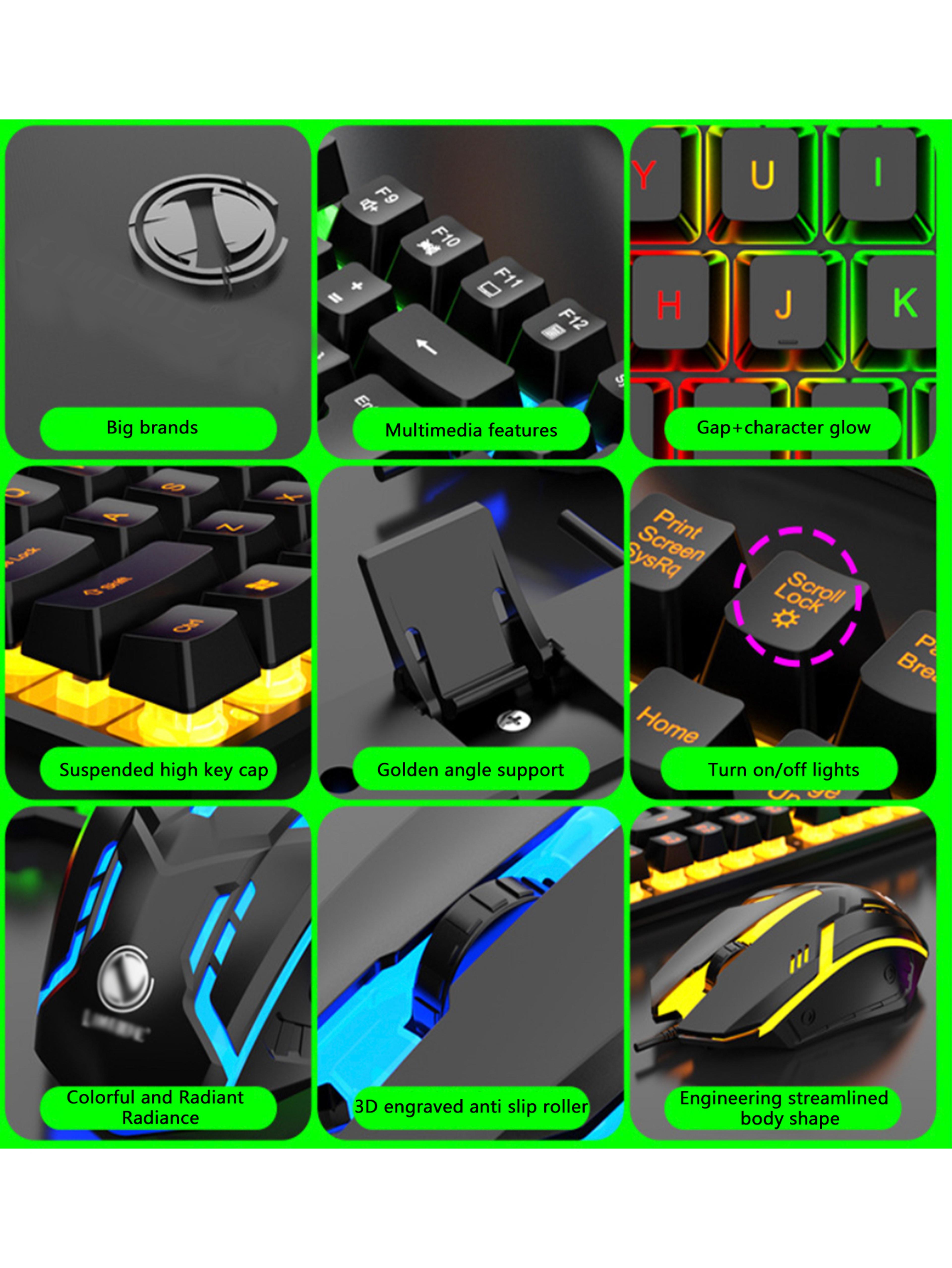 Ultimate Wired Gaming Keyboard  Mouse Combo Backlit Floating Keycap Set 3