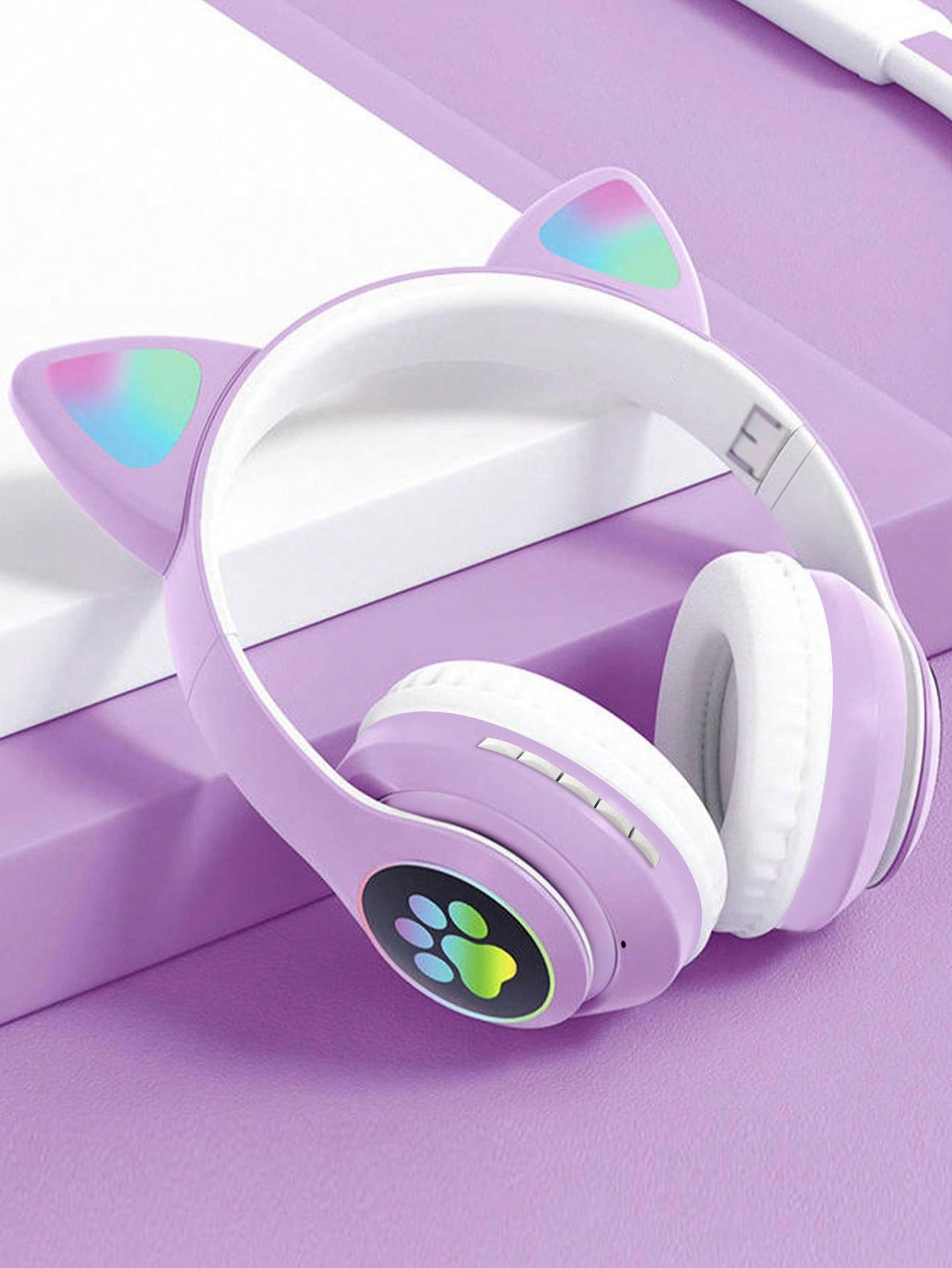 Wireless LED Cat Ear Bluetooth Headphones Foldable Deep Bass Headset 0