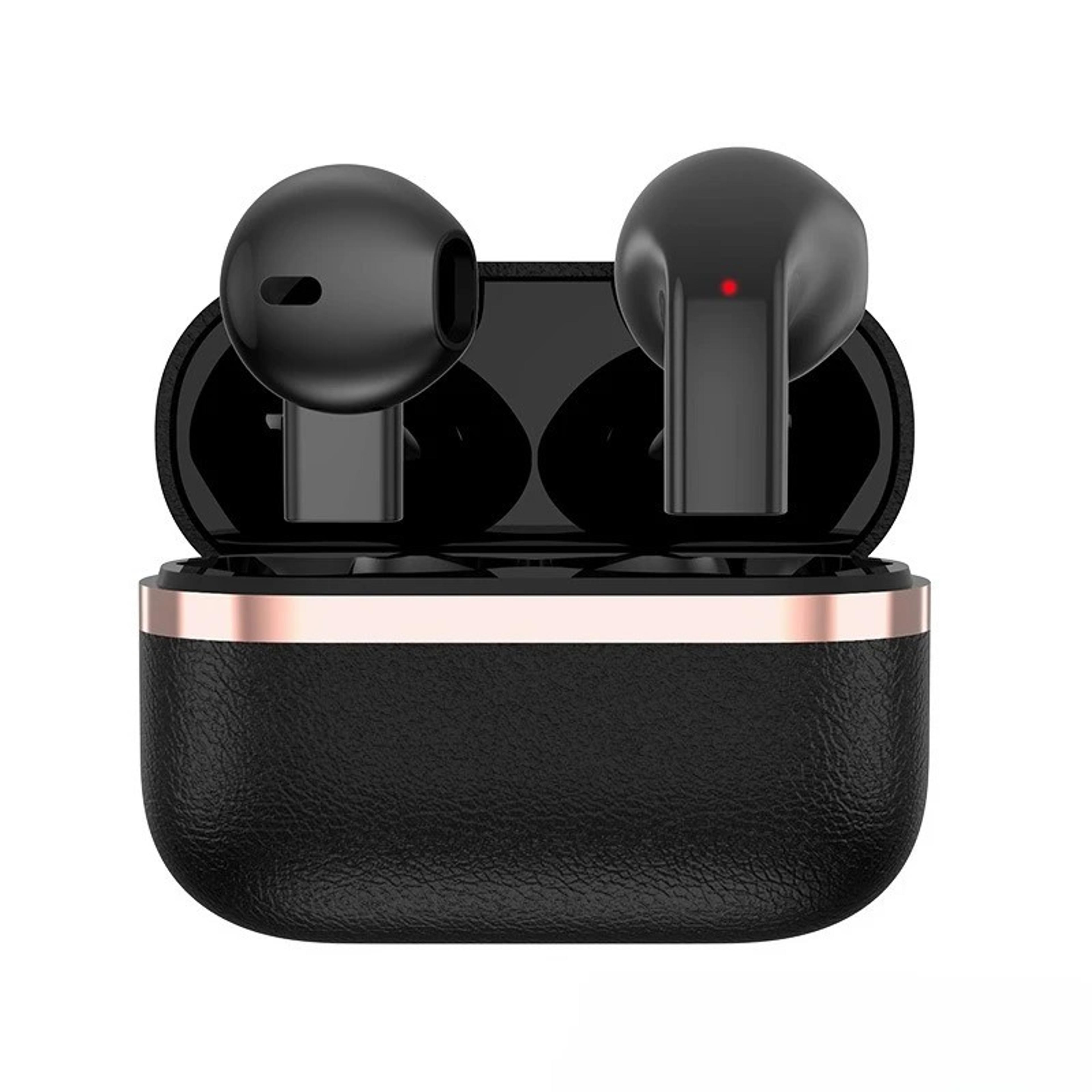 Leather Finish Semi In Ear Wireless Earbuds With Mic 8