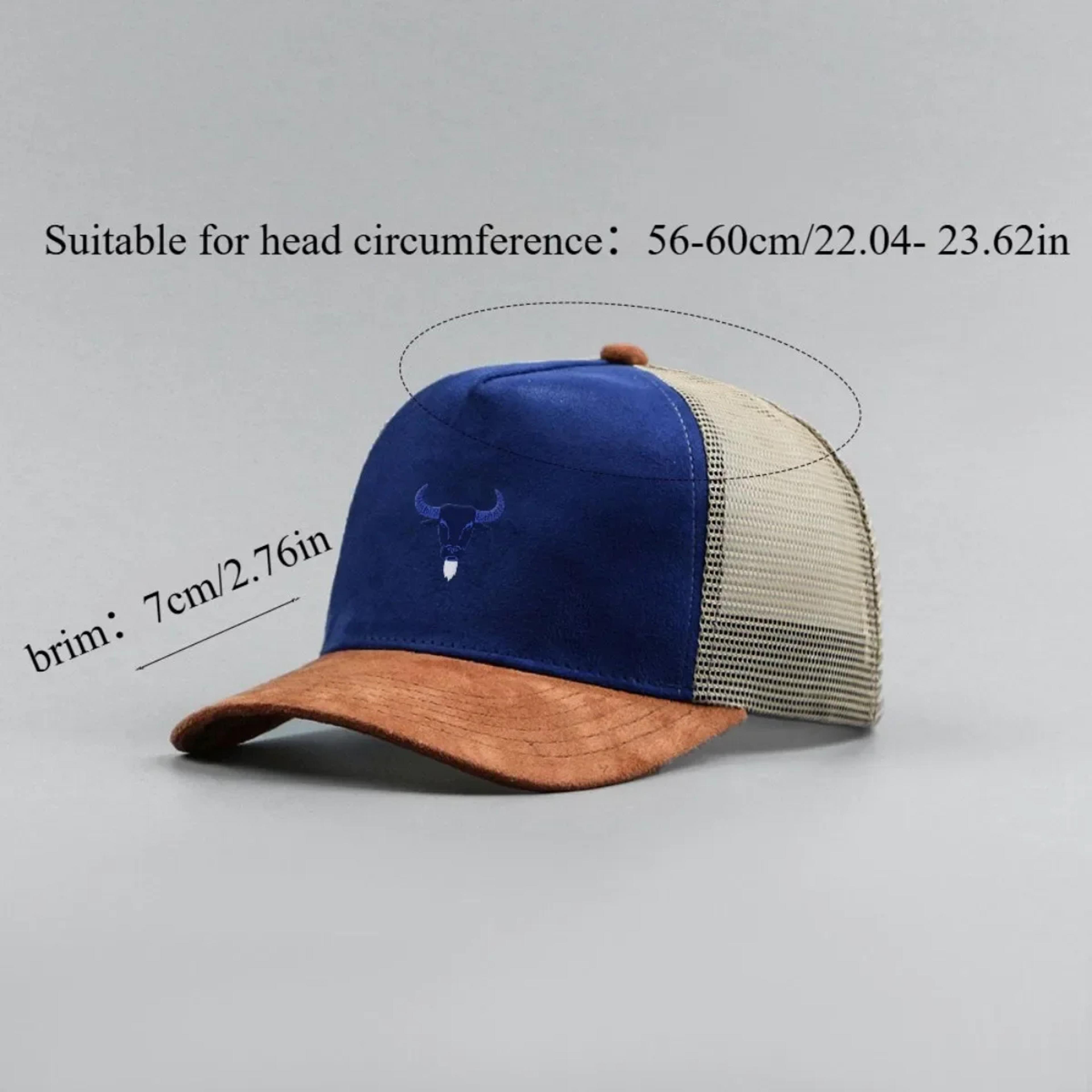 Blue Bull Head Mesh Trucker Hat Breathable Suede Baseball Cap For Men And Women 1