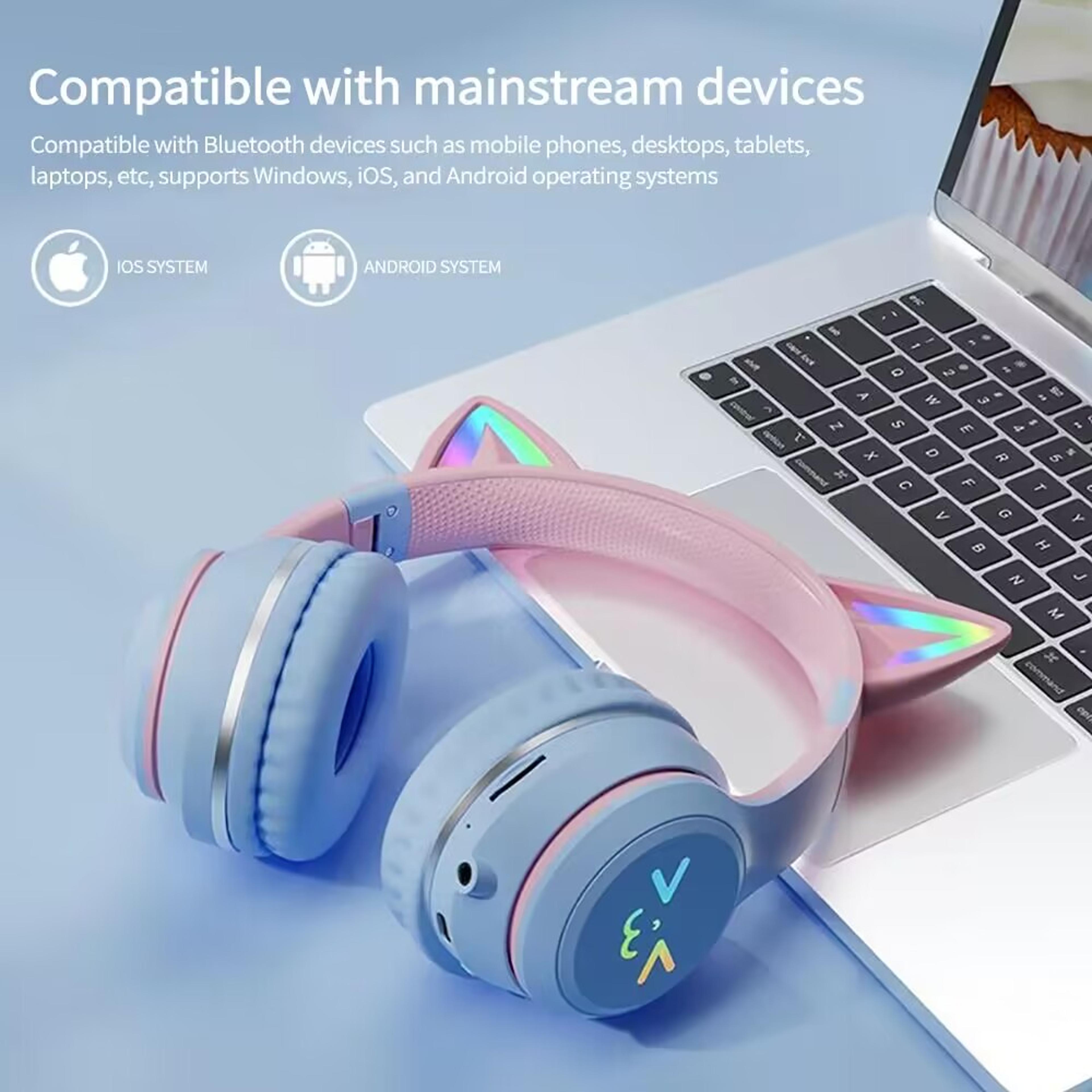 Cat Ear Wireless Earbuds With RGB Glow Bluetooth 53 Gaming Headset And Mic 2