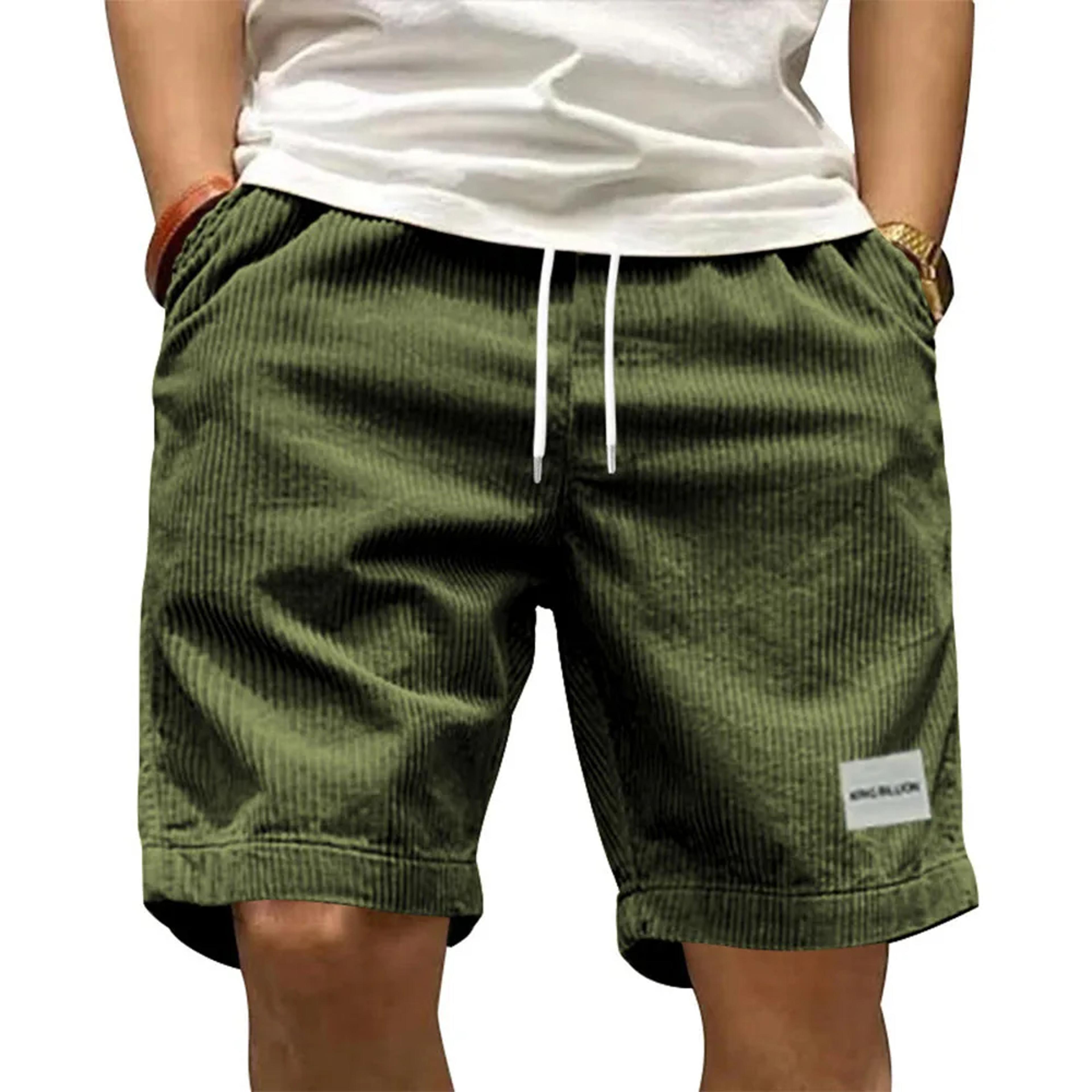 Vintage Corduroy Cargo Shorts For Men Casual Retro Summer Outdoor Shorts 4