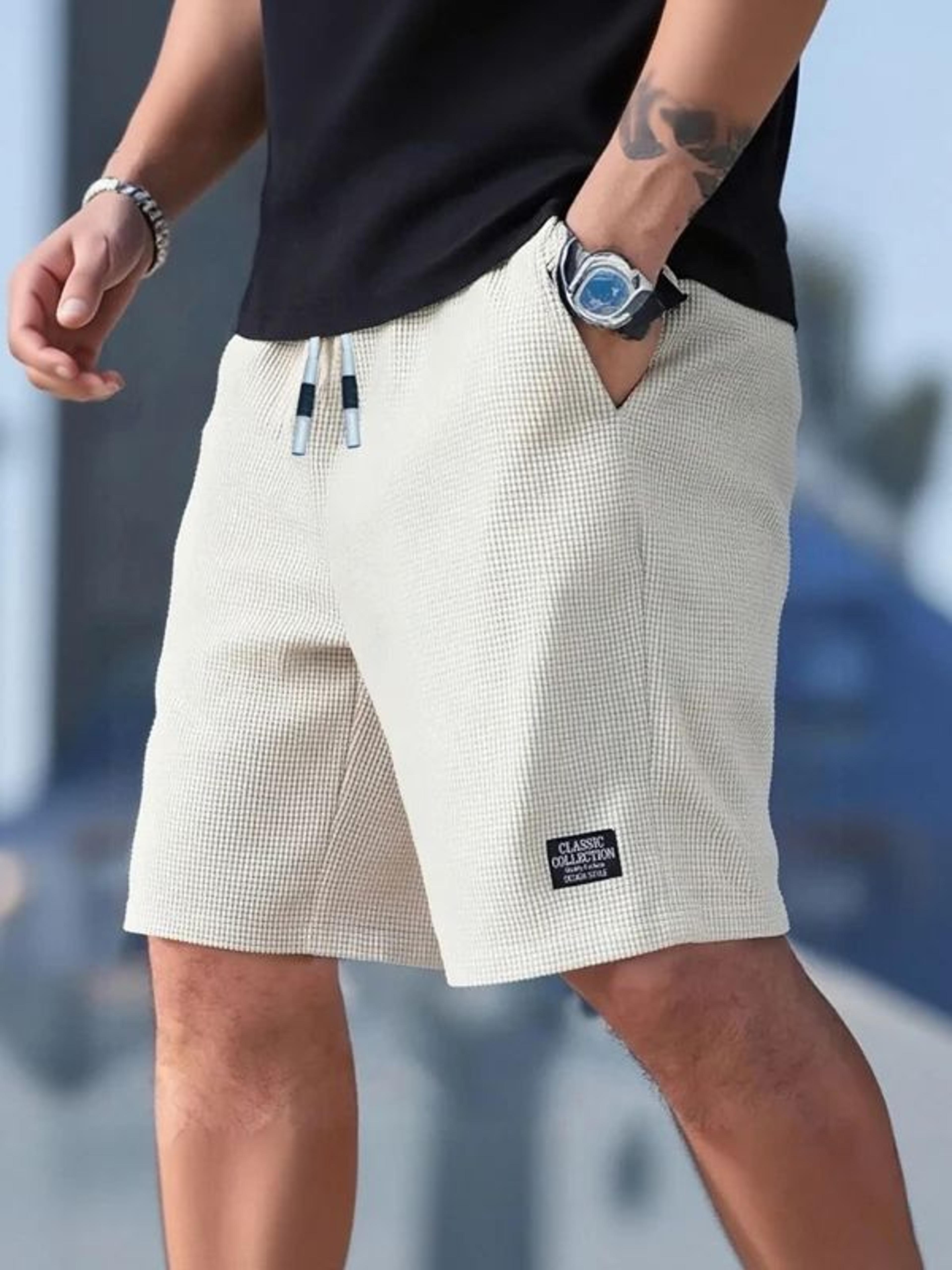 Mens Casual Beach Shorts Breathable Textured Fabric Sports Shorts For Daily Wear 3